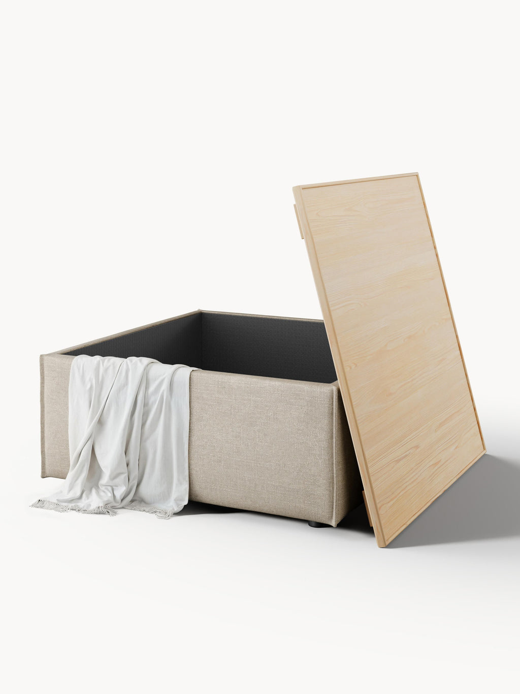 Lennon Linen Blend Ottoman with Storage