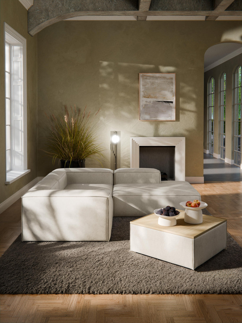 Lennon Linen Blend Ottoman with Storage