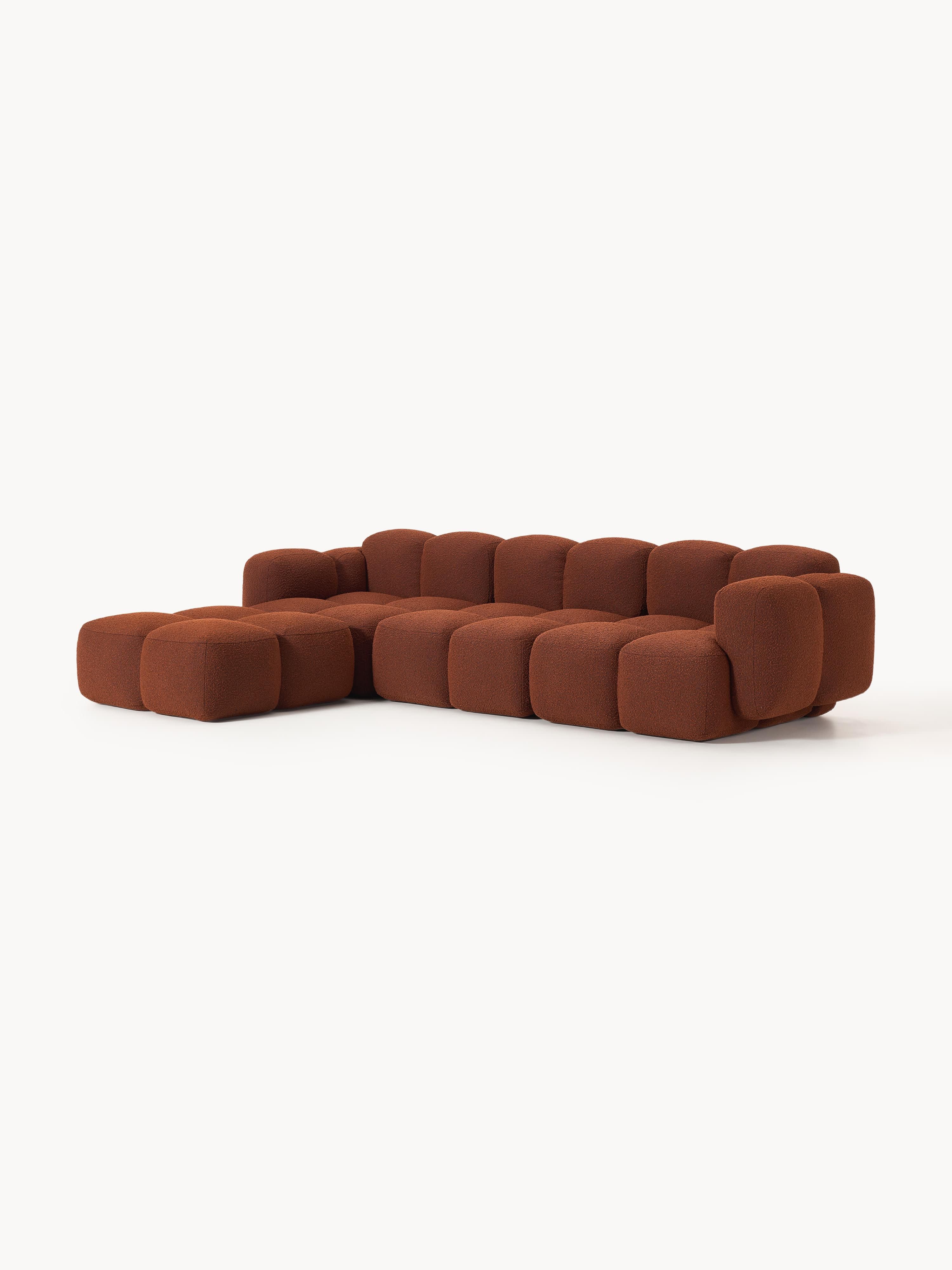 Tayla Bouclé Modular Sofa (4-seater) with Ottoman (left/right)