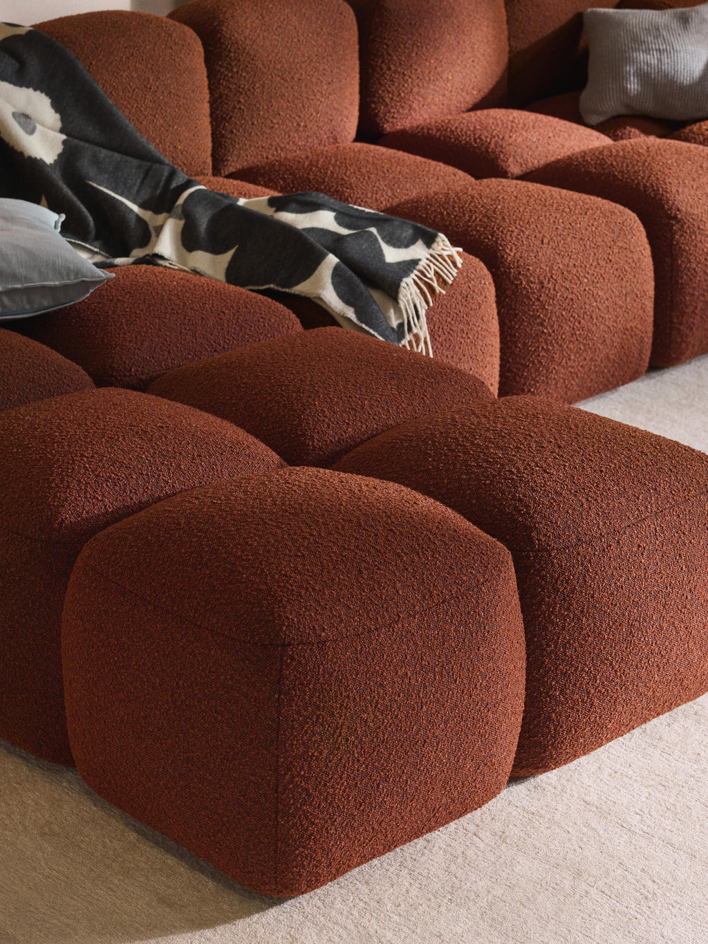 Tayla Bouclé Modular Sofa (4-seater) with Ottoman (left/right)