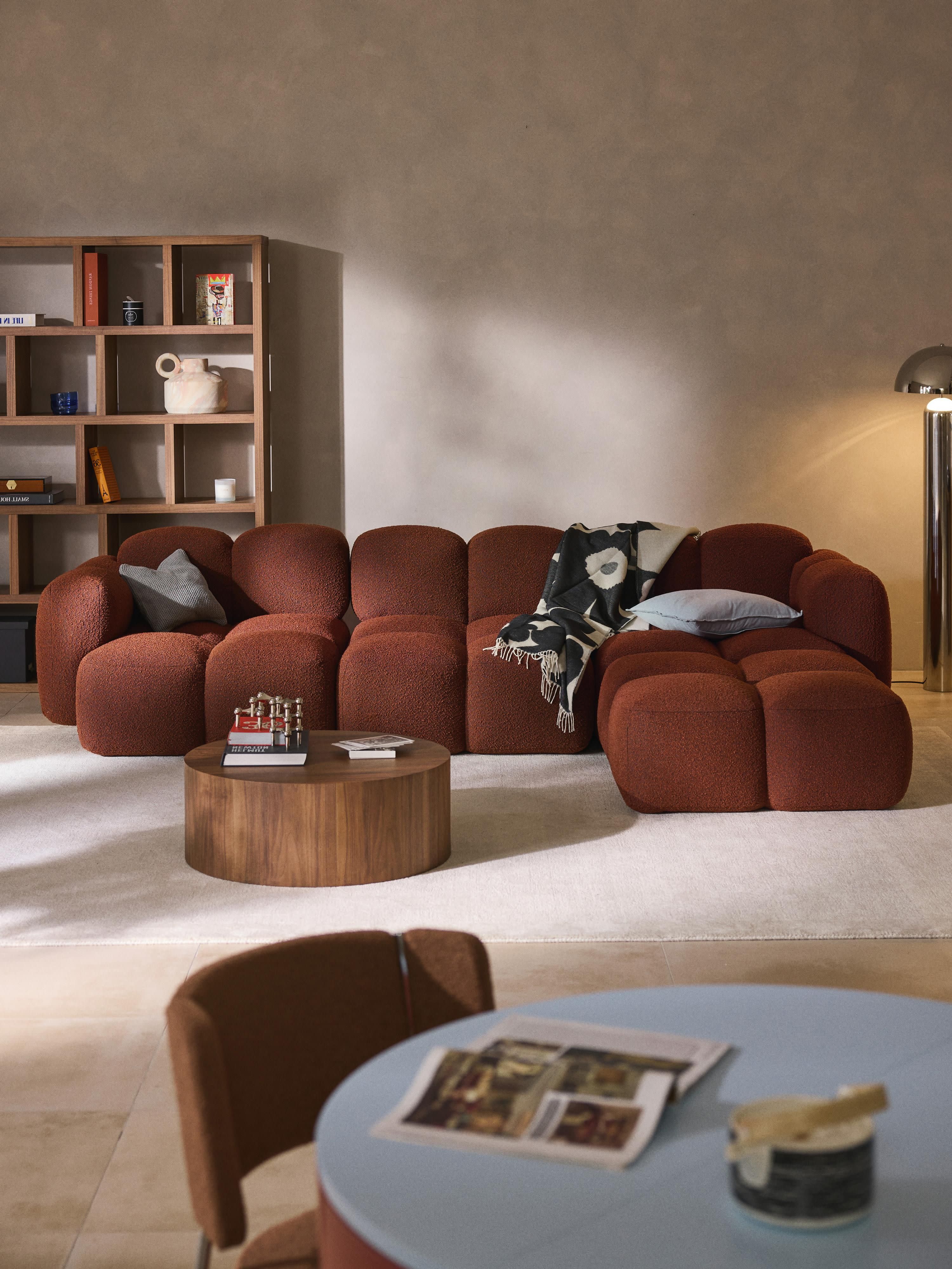 Tayla Bouclé Modular Sofa (4-seater) with Ottoman (left/right)