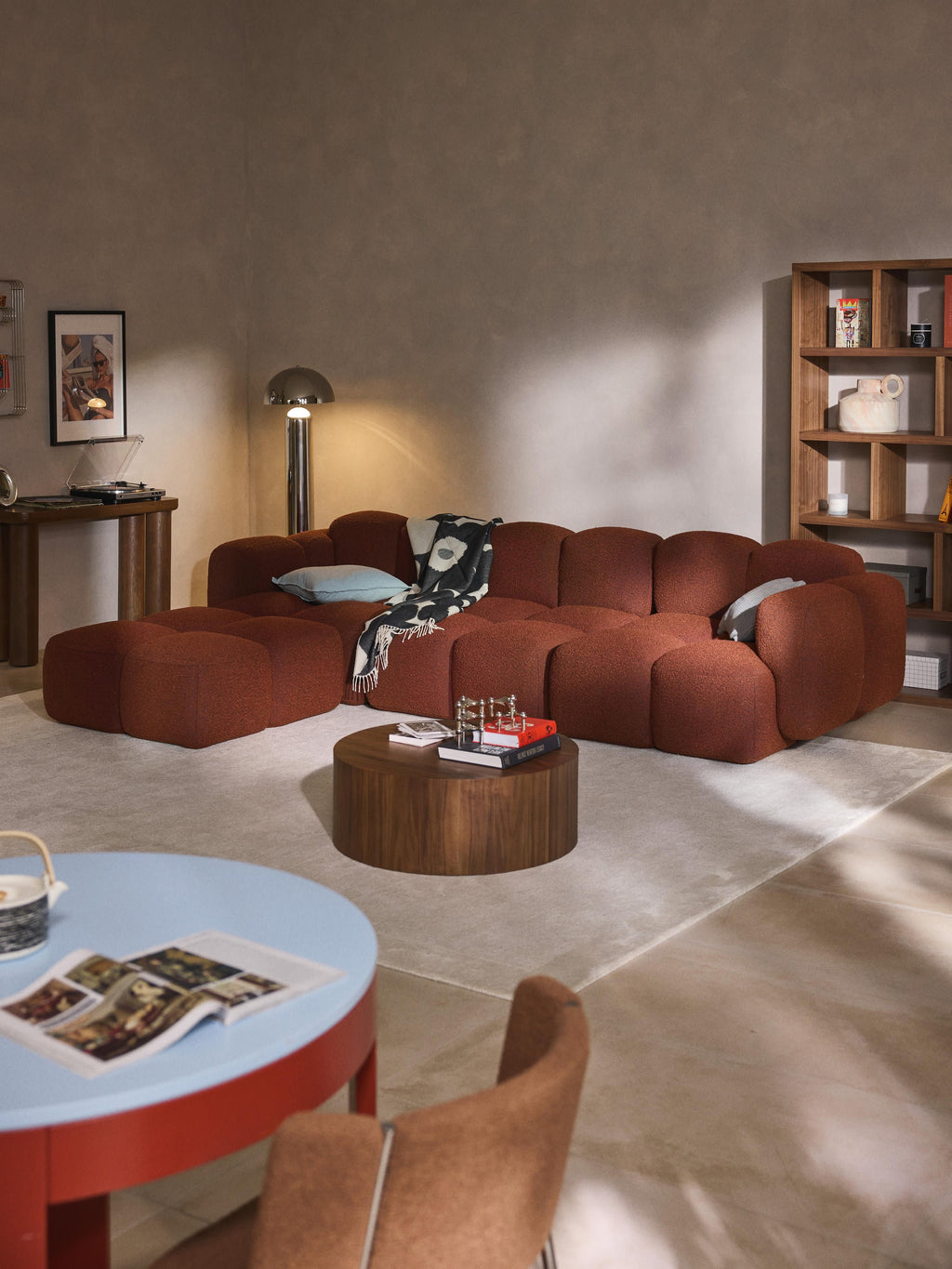 Tayla Bouclé Modular Sofa (4-seater) with Ottoman (left/right)