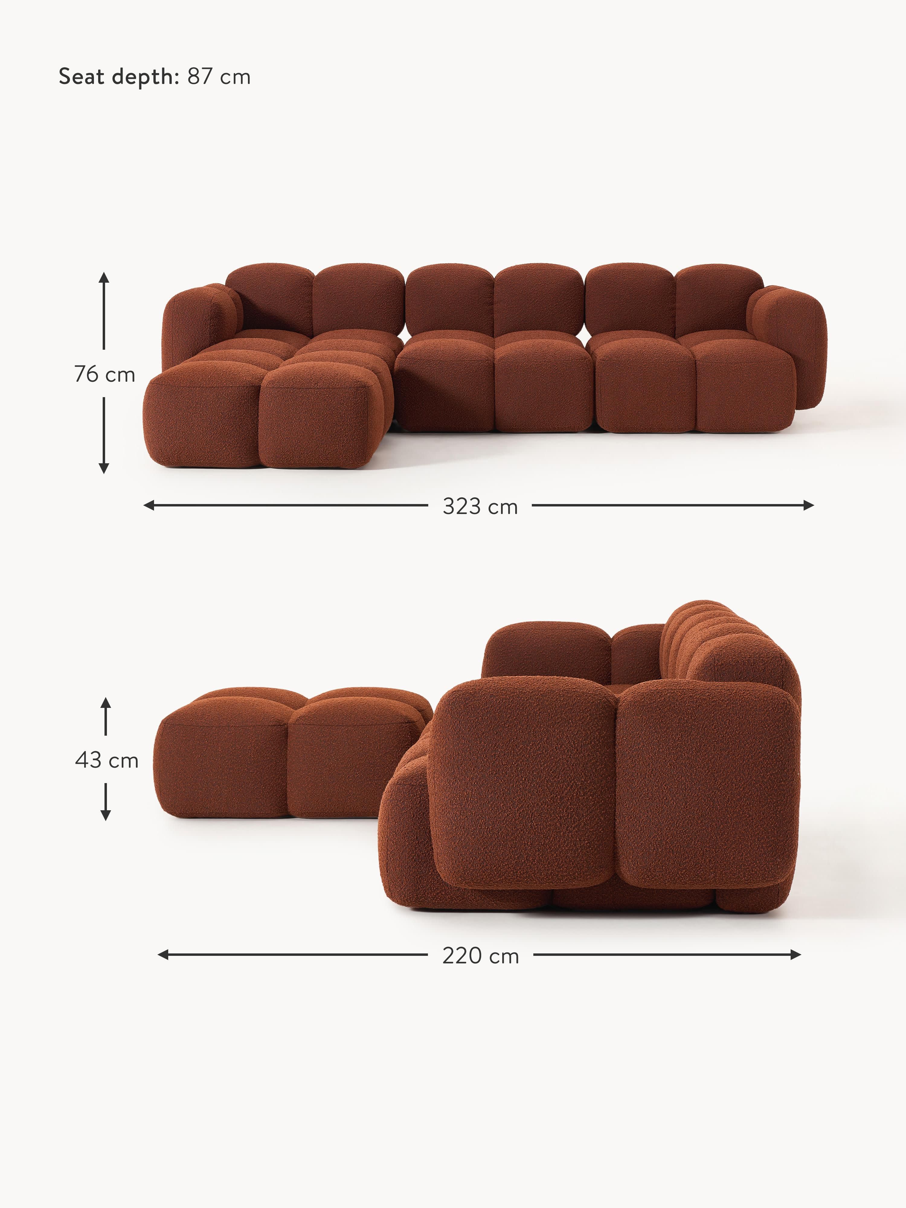 Tayla Bouclé Modular Sofa (4-seater) with Ottoman (left/right)
