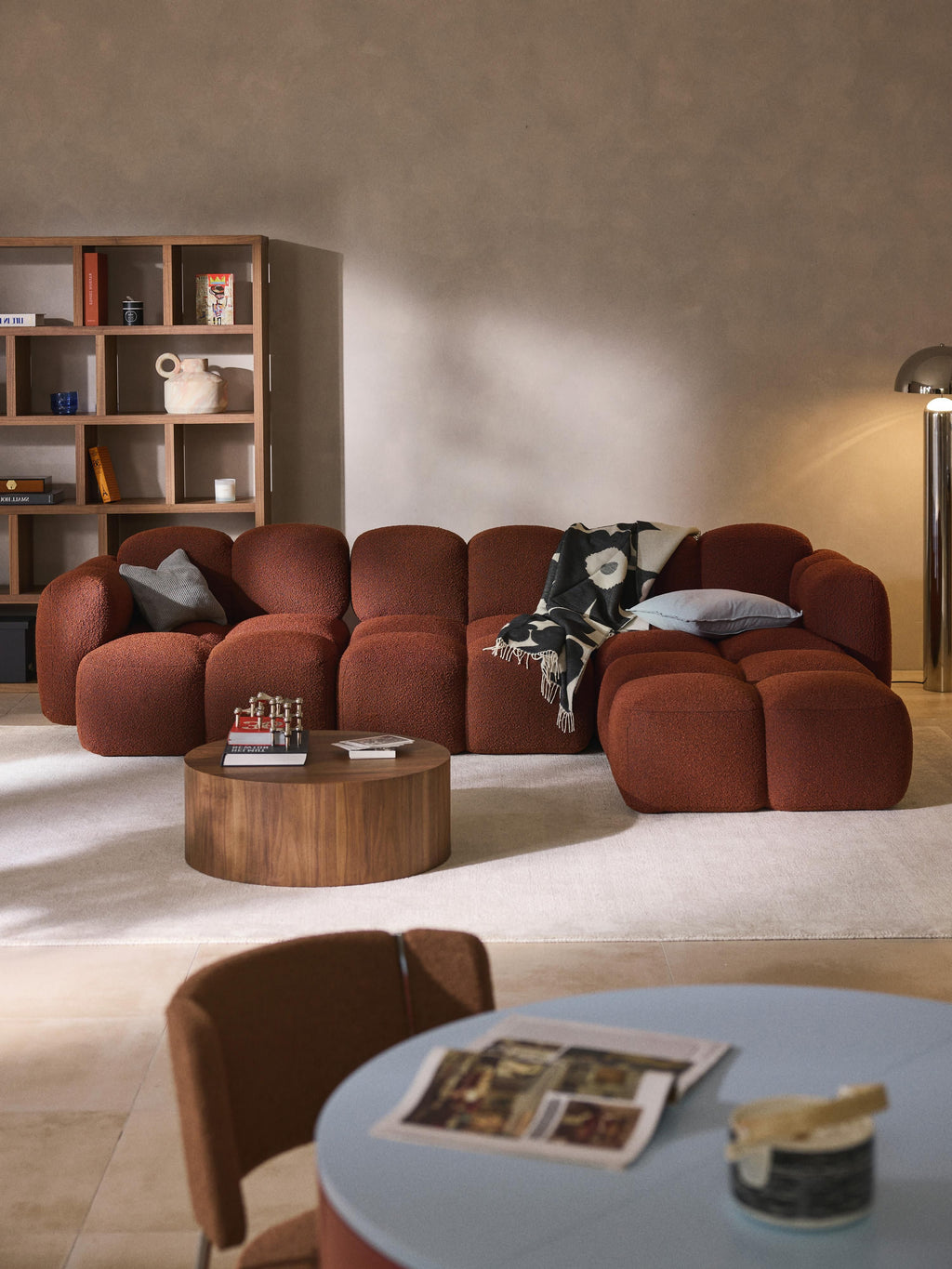 Tayla Bouclé Modular Sofa (4-seater) with Ottoman (left/right)