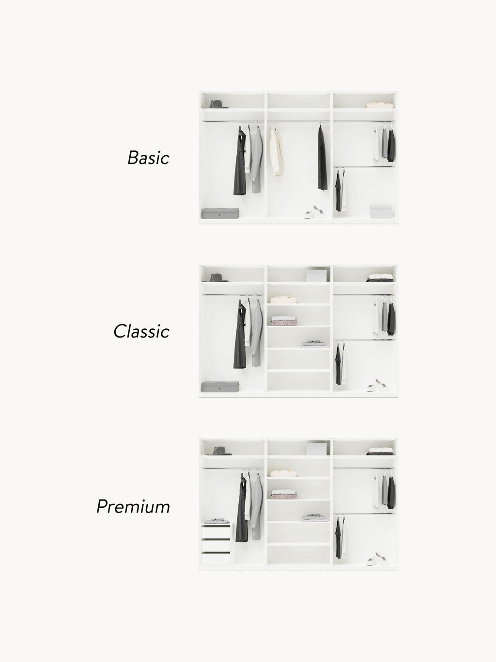 Leon Modular Hinged Door Wardrobe, 300 cm Wide, in various sizes