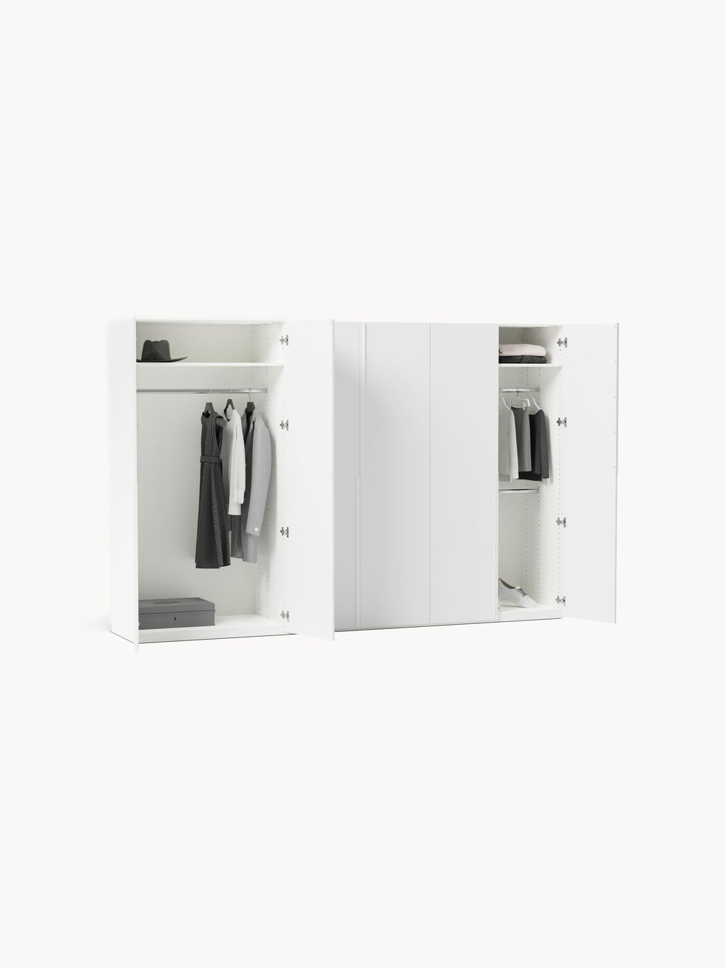 Leon Modular Hinged Door Wardrobe, 300 cm Wide, in various sizes