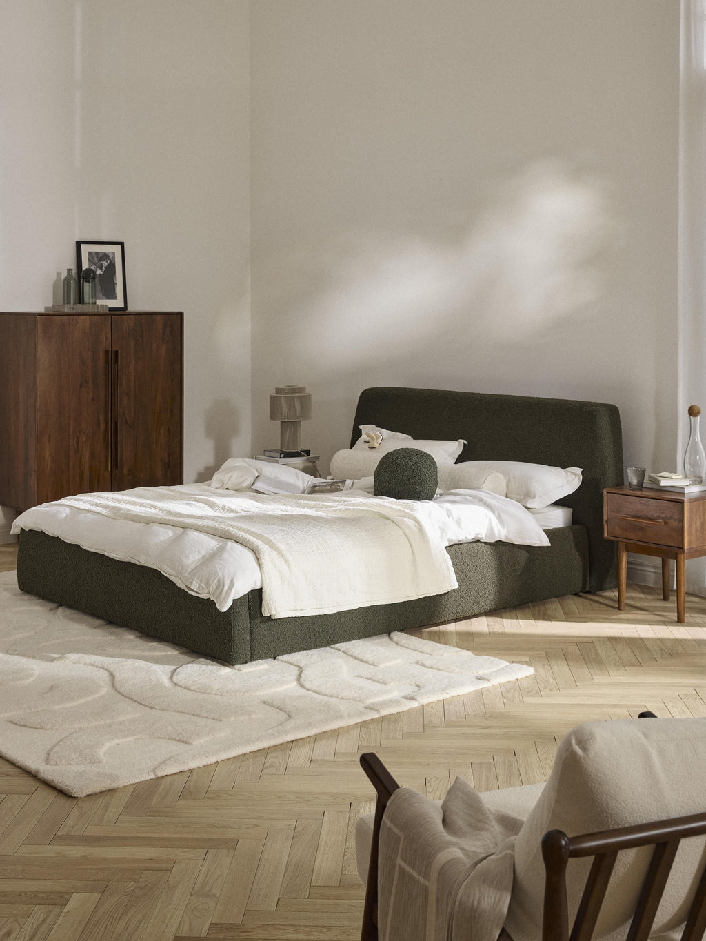 Cloud Upholstered Bouclé Bed