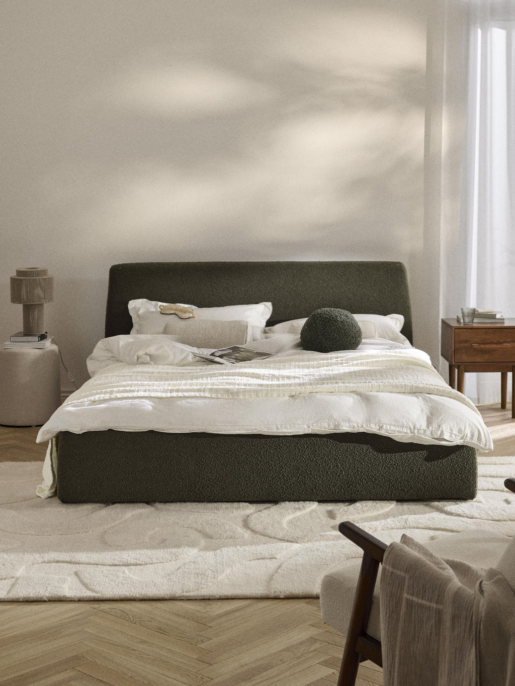 Cloud Upholstered Bouclé Bed