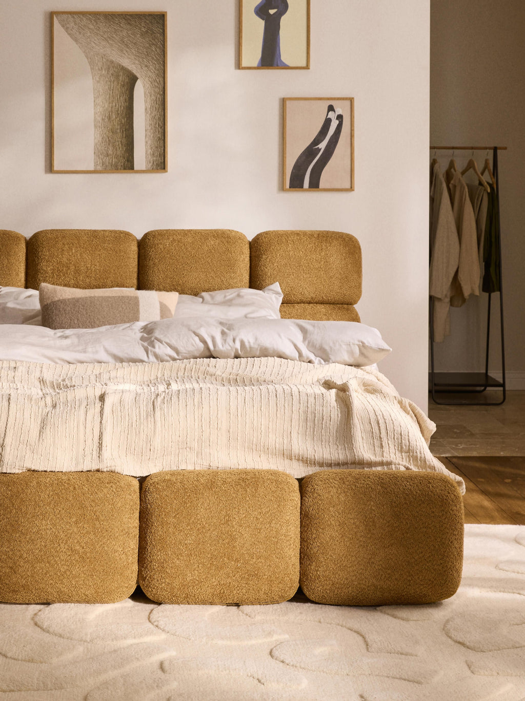 Tayla Upholstered Teddy Bouclé Bed with Storage Space
