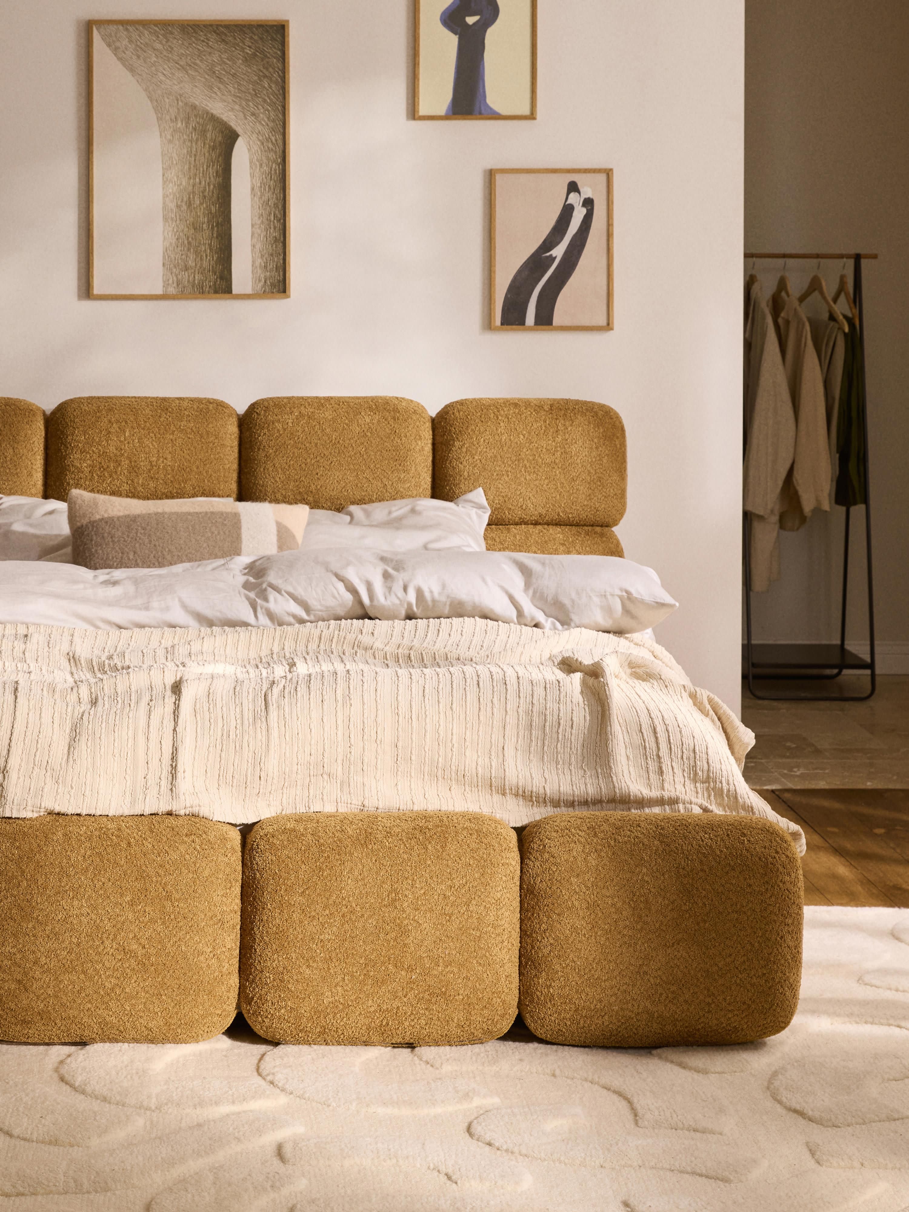 Tayla Upholstered Teddy Bouclé Bed with Storage Space