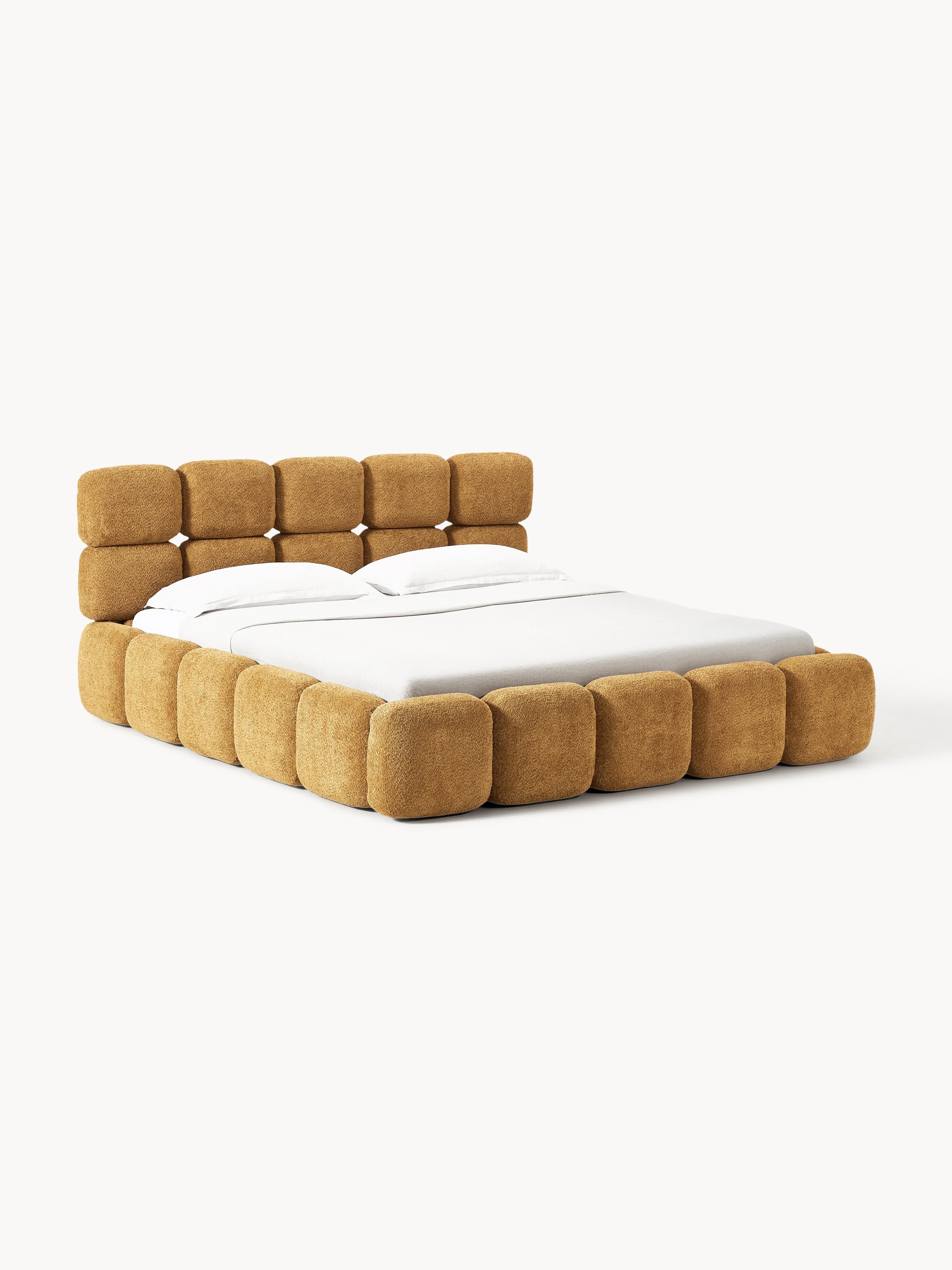 Gallery image 1 - Upholstered Teddy Bouclé Bed Tayla with Storage Space