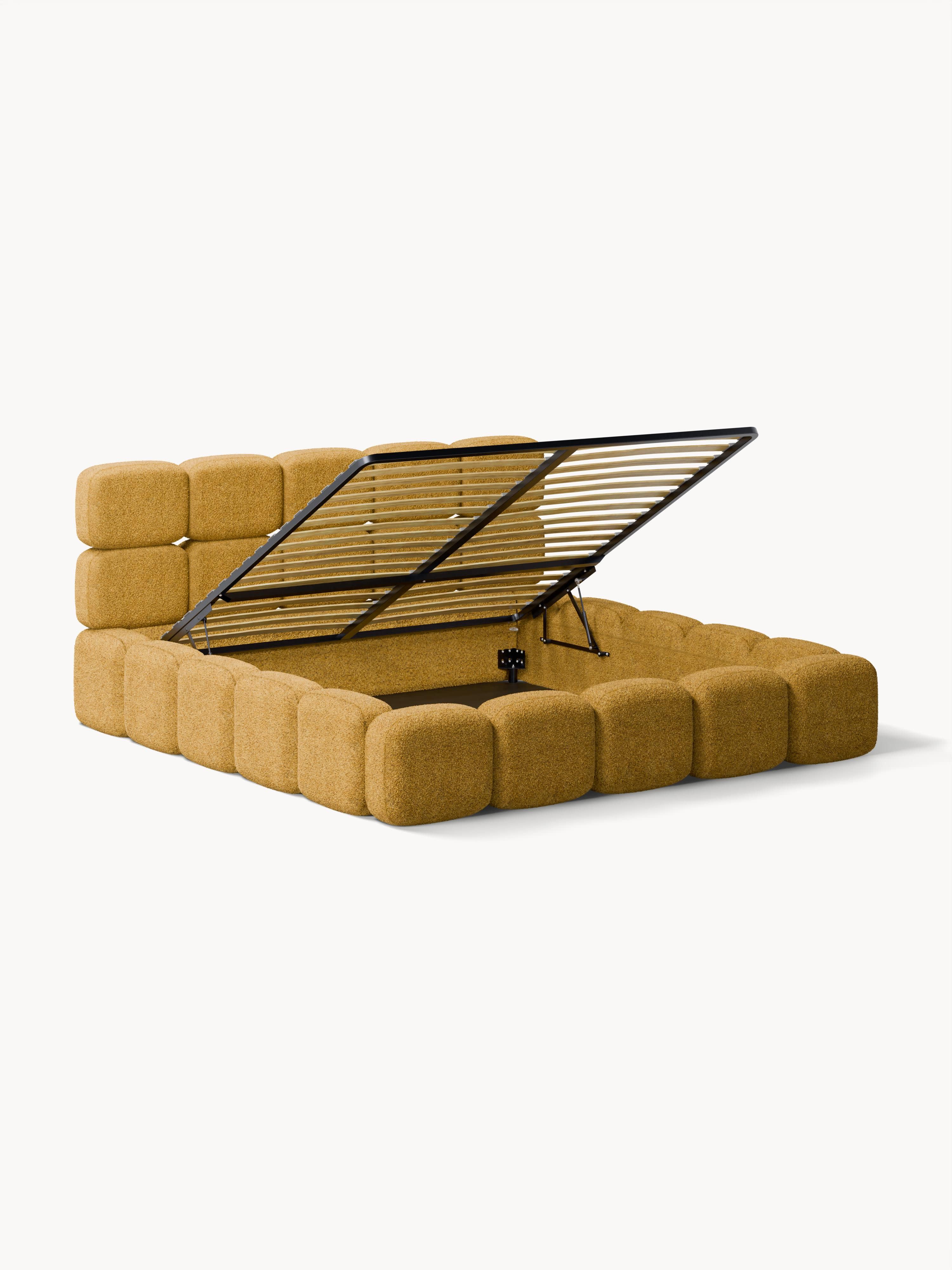 Tayla Upholstered Teddy Bouclé Bed with Storage Space
