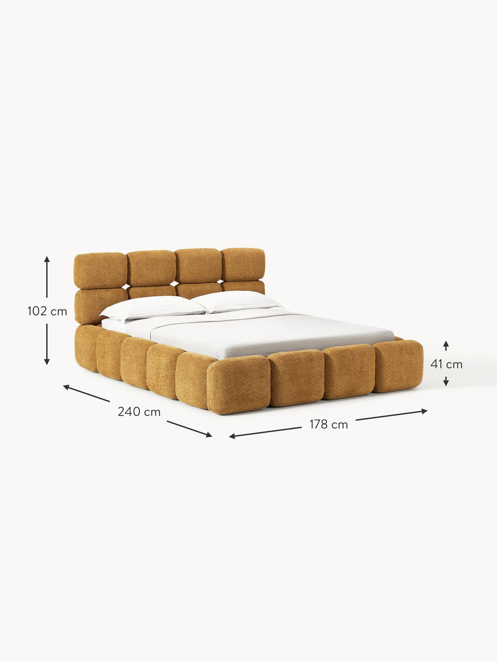 Tayla Upholstered Teddy Bouclé Bed with Storage Space