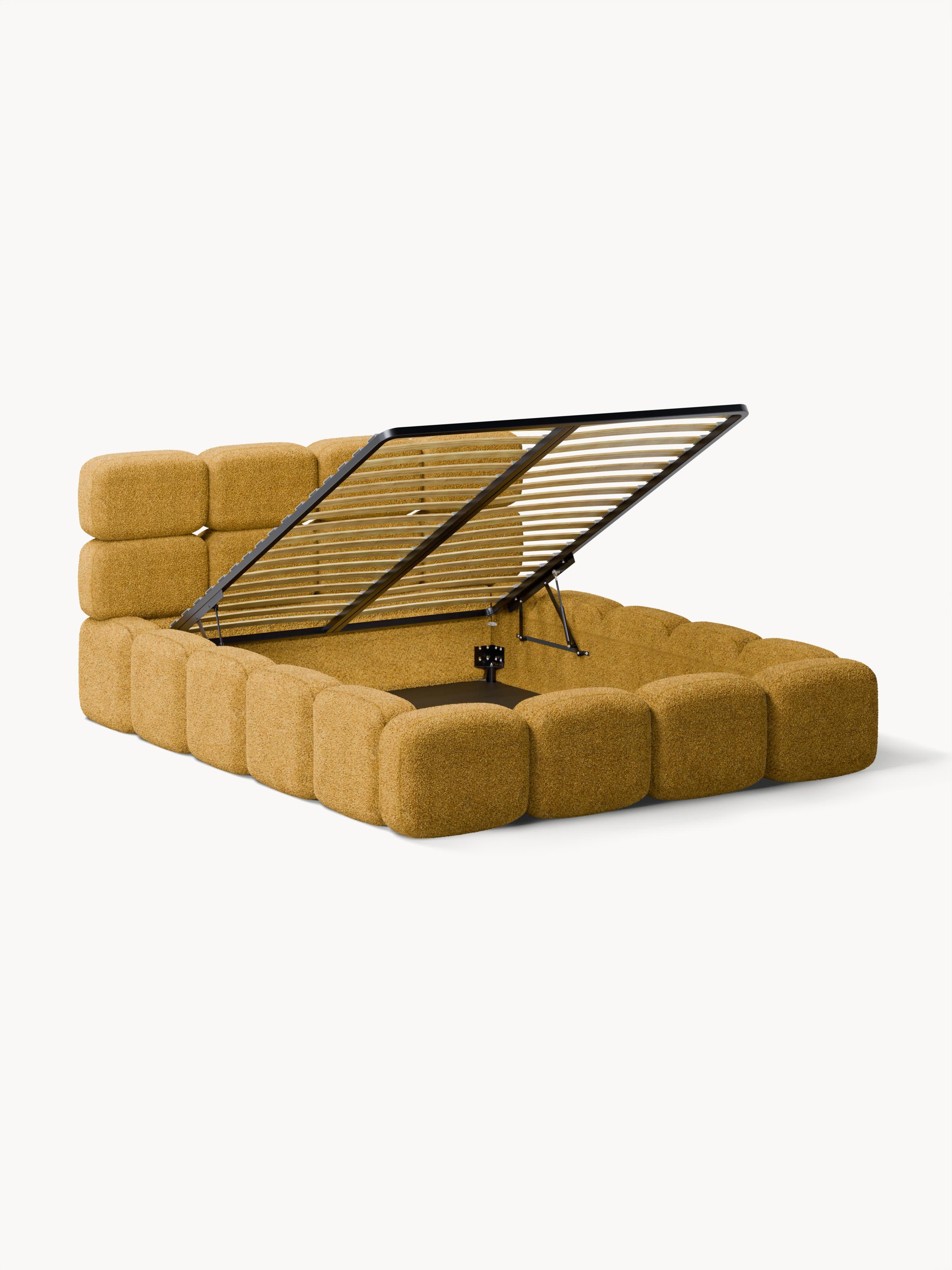 Tayla Upholstered Teddy Bouclé Bed with Storage Space