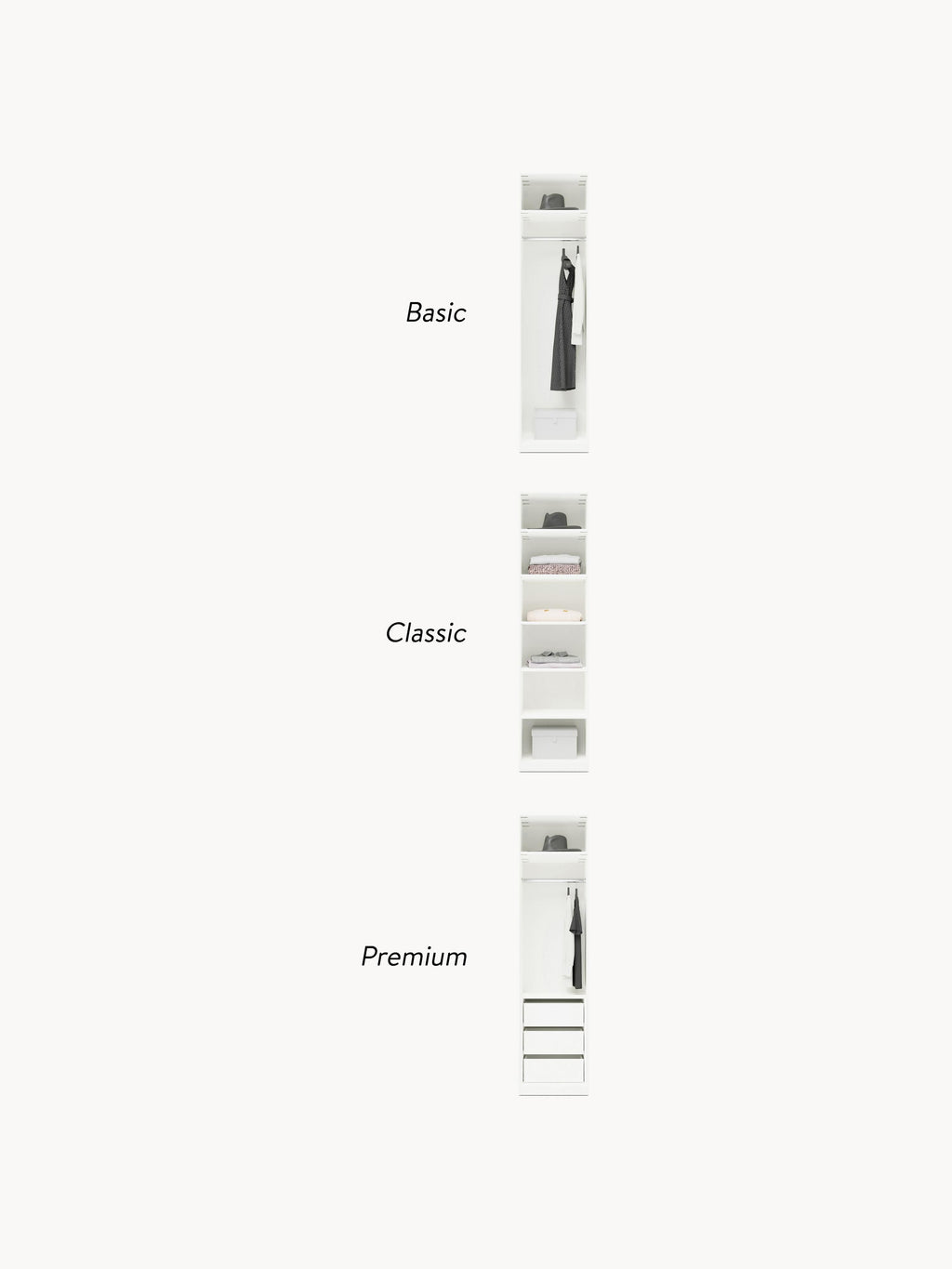 Simone Modular Revolving Door Wardrobe, 50 cm Wide, in various sizes