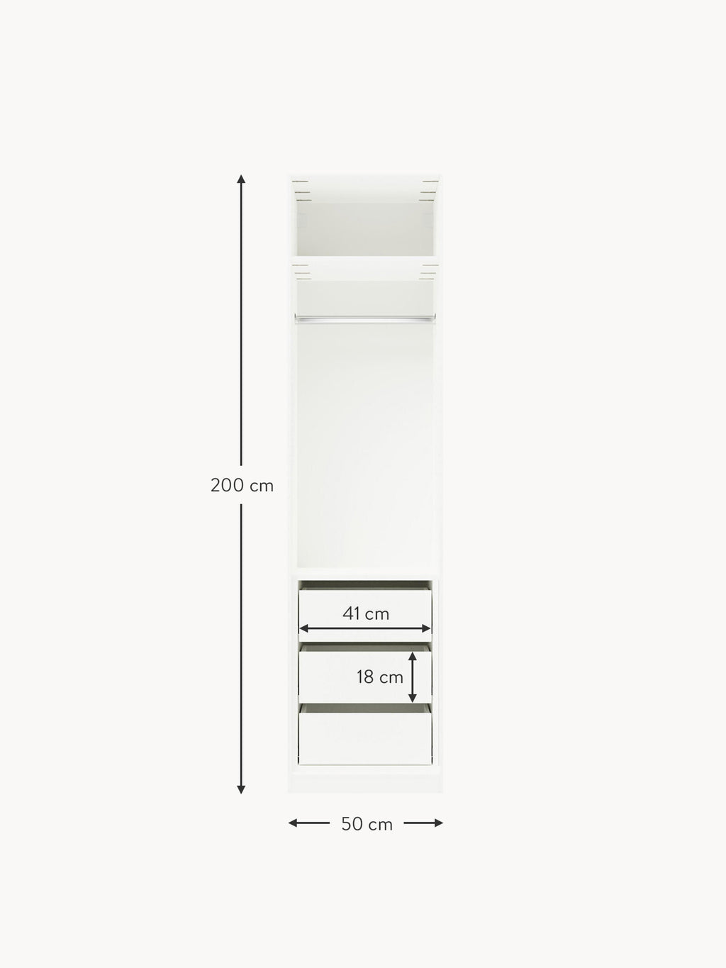 Simone Modular Revolving Door Wardrobe, 50 cm Wide, in various sizes