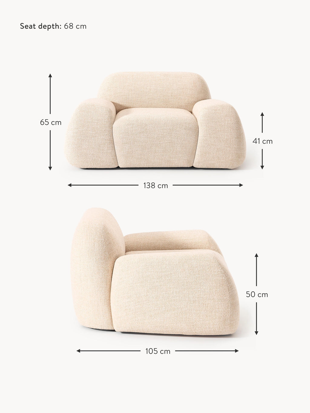 Wolke Bouclé Lounge Chair
