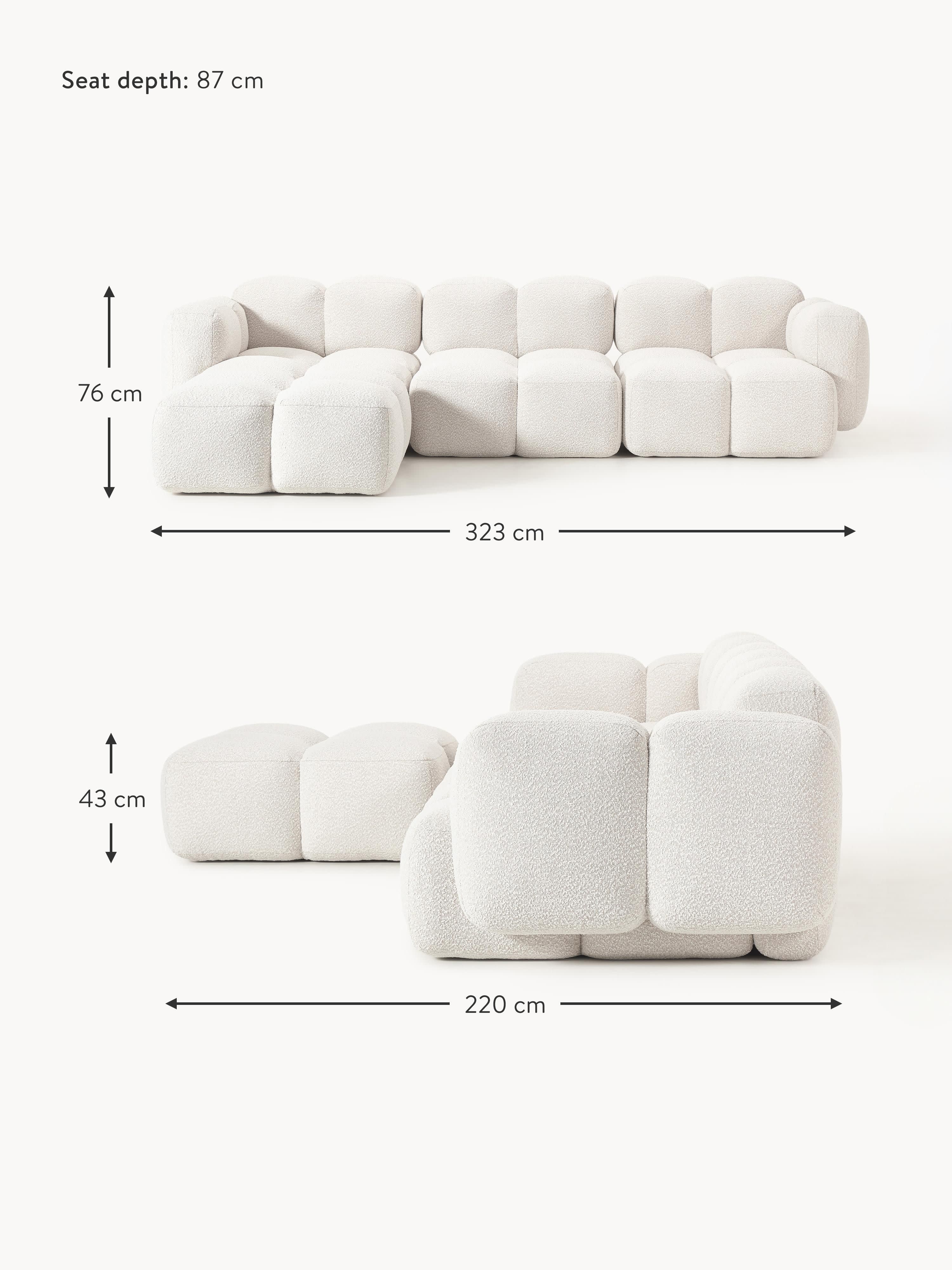 Tayla Bouclé Modular Sofa (4-seater) with Ottoman (left/right)