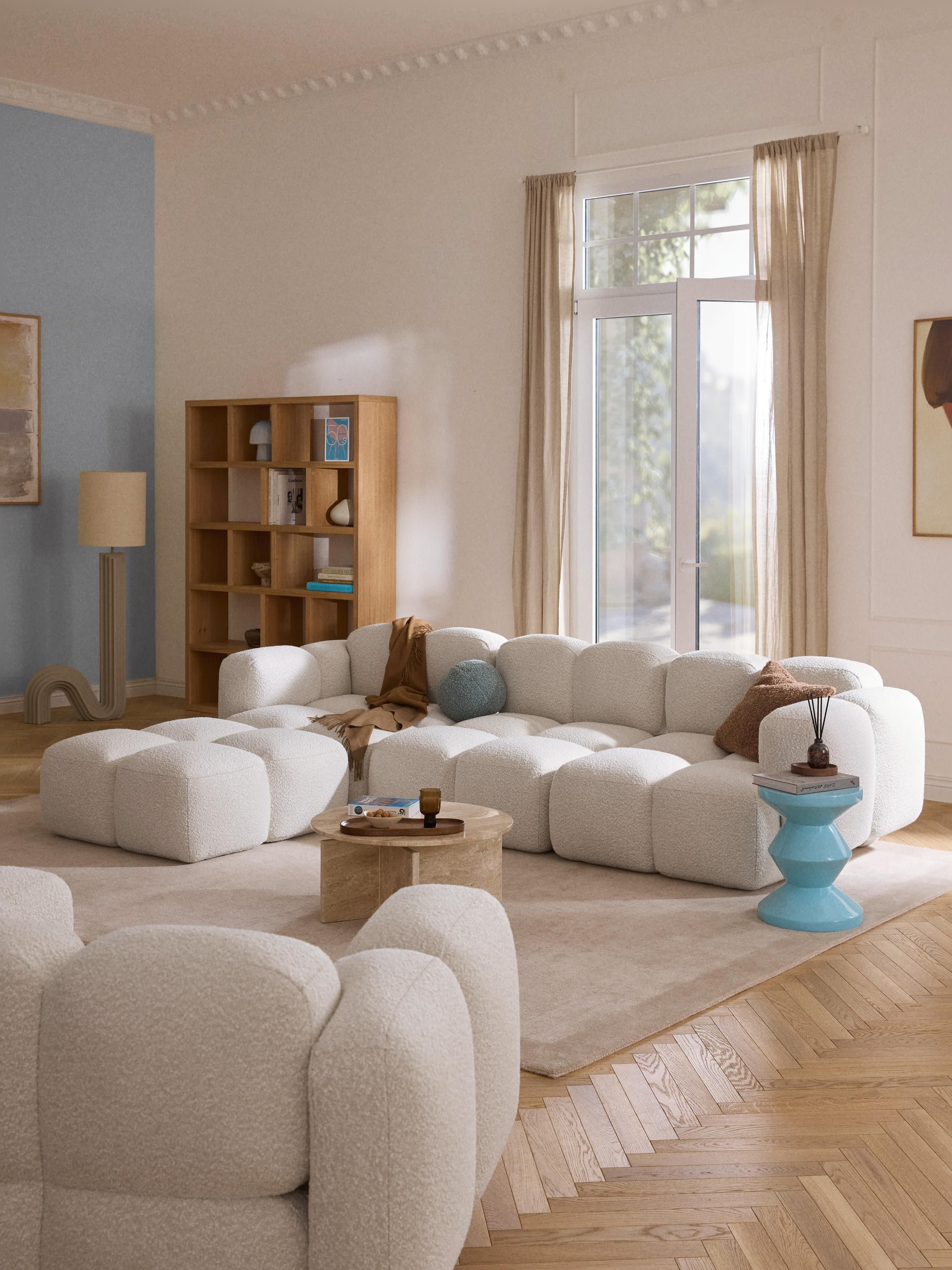 Tayla Bouclé Modular Sofa (4-seater) with Ottoman (left/right)