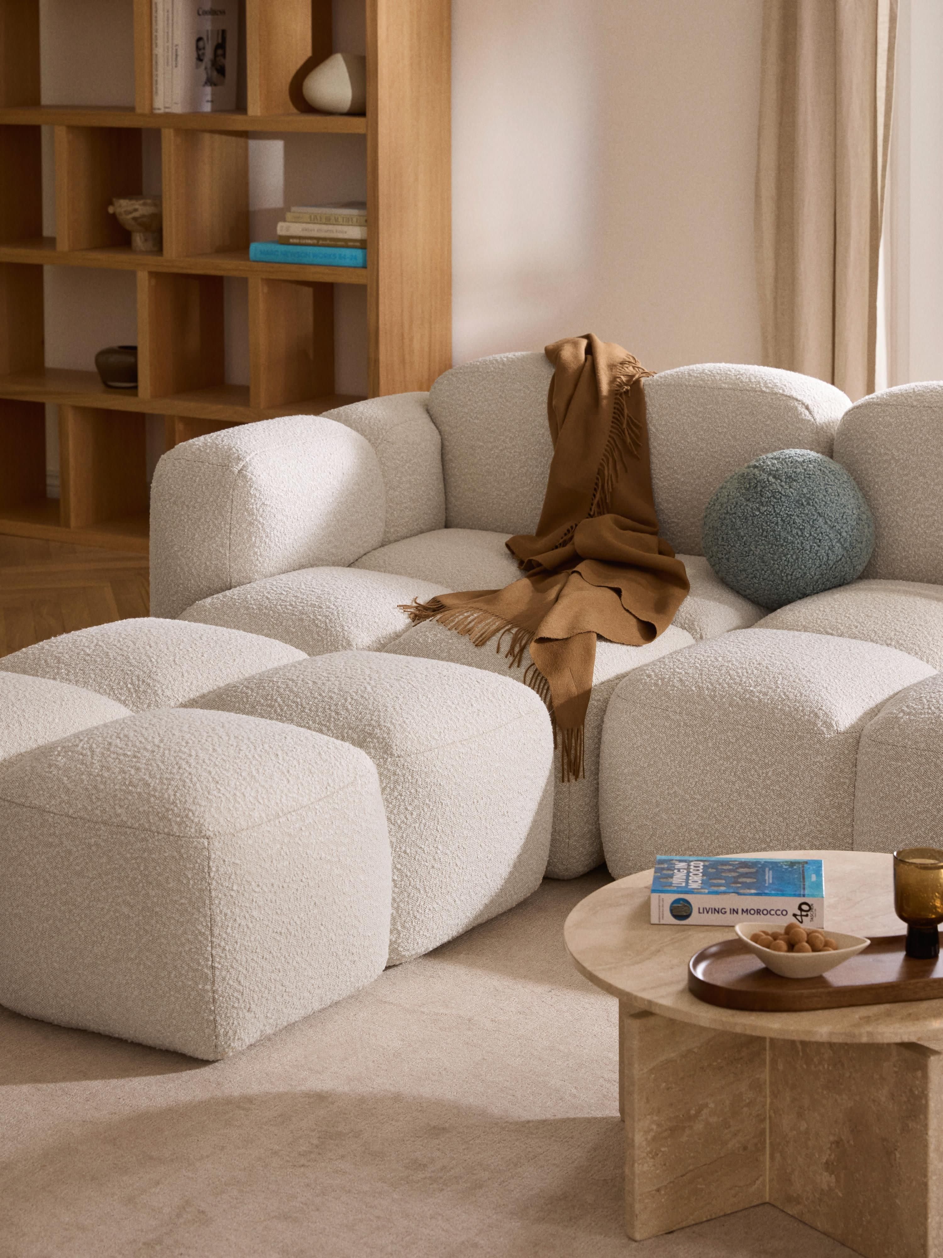 Tayla Bouclé Modular Sofa (4-seater) with Ottoman (left/right)