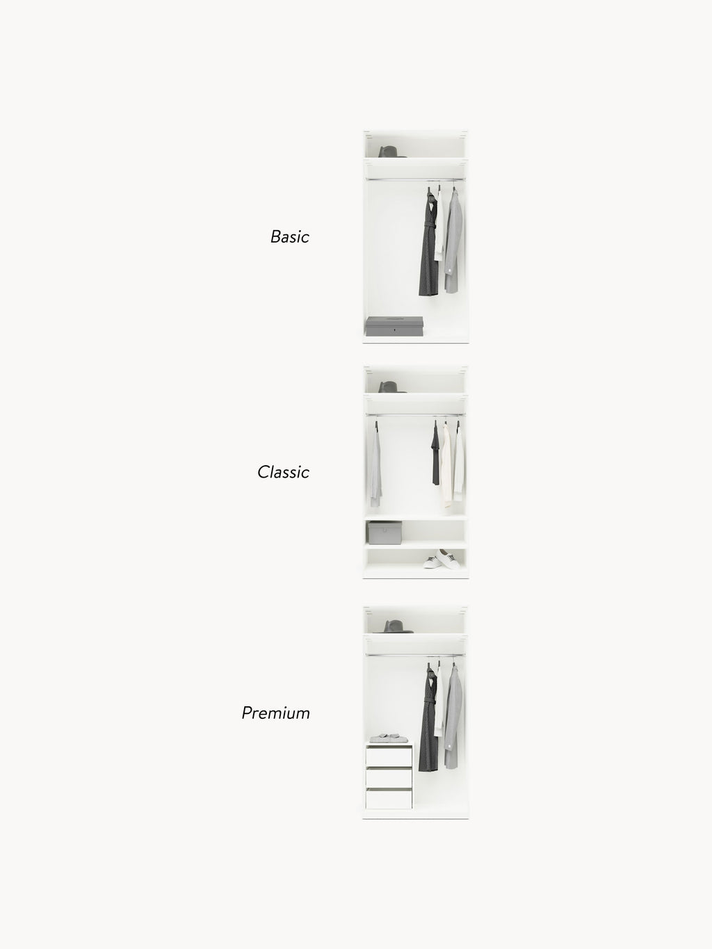 Simone Modular Revolving Door Wardrobe, 100 cm Wide, in various sizes
