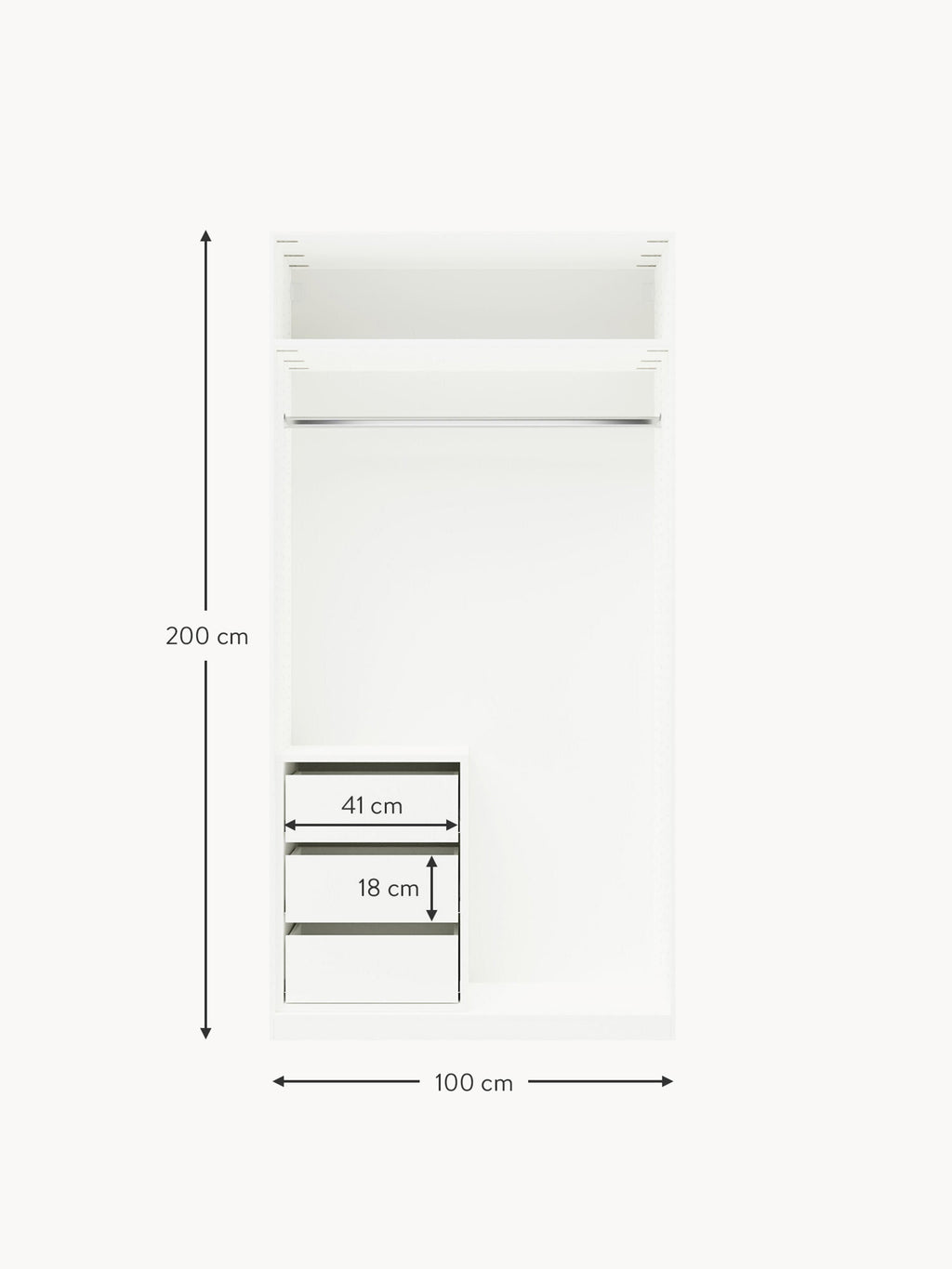 Simone Modular Revolving Door Wardrobe, 100 cm Wide, in various sizes