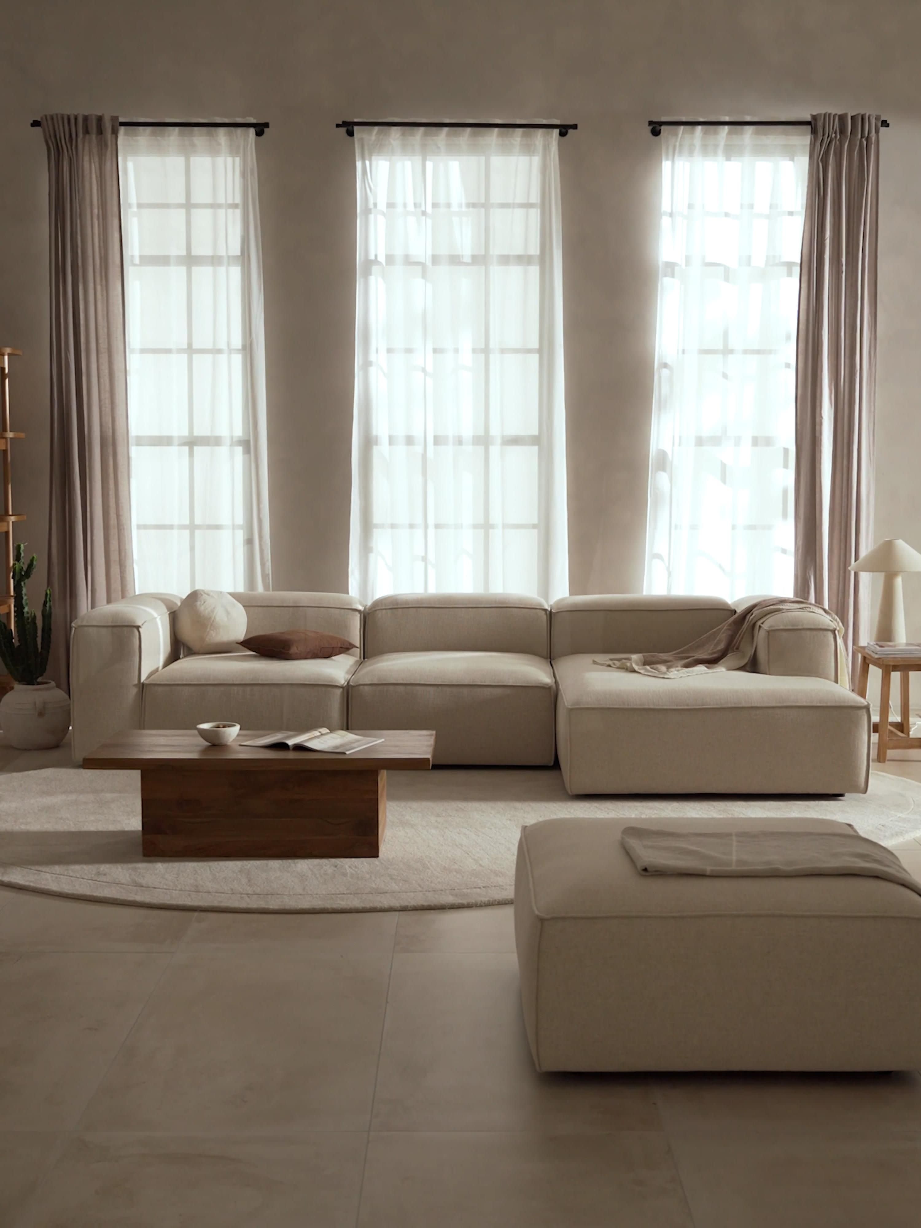 Lennon Linen Blend Modular Corner Sofa (4-seater)