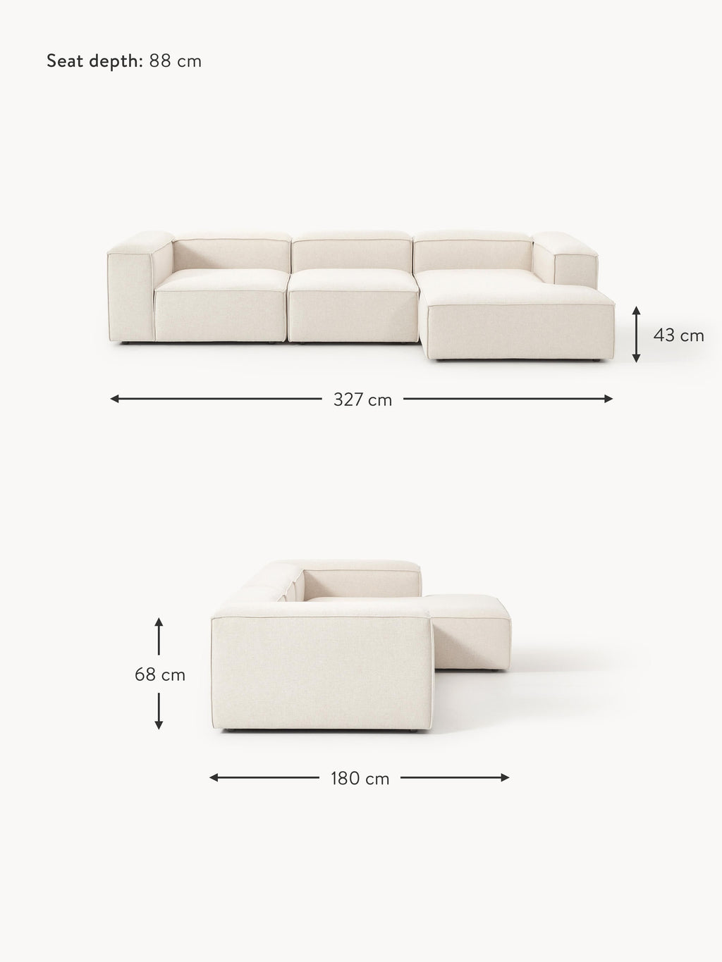 Lennon Linen Blend Modular Corner Sofa (4-seater)