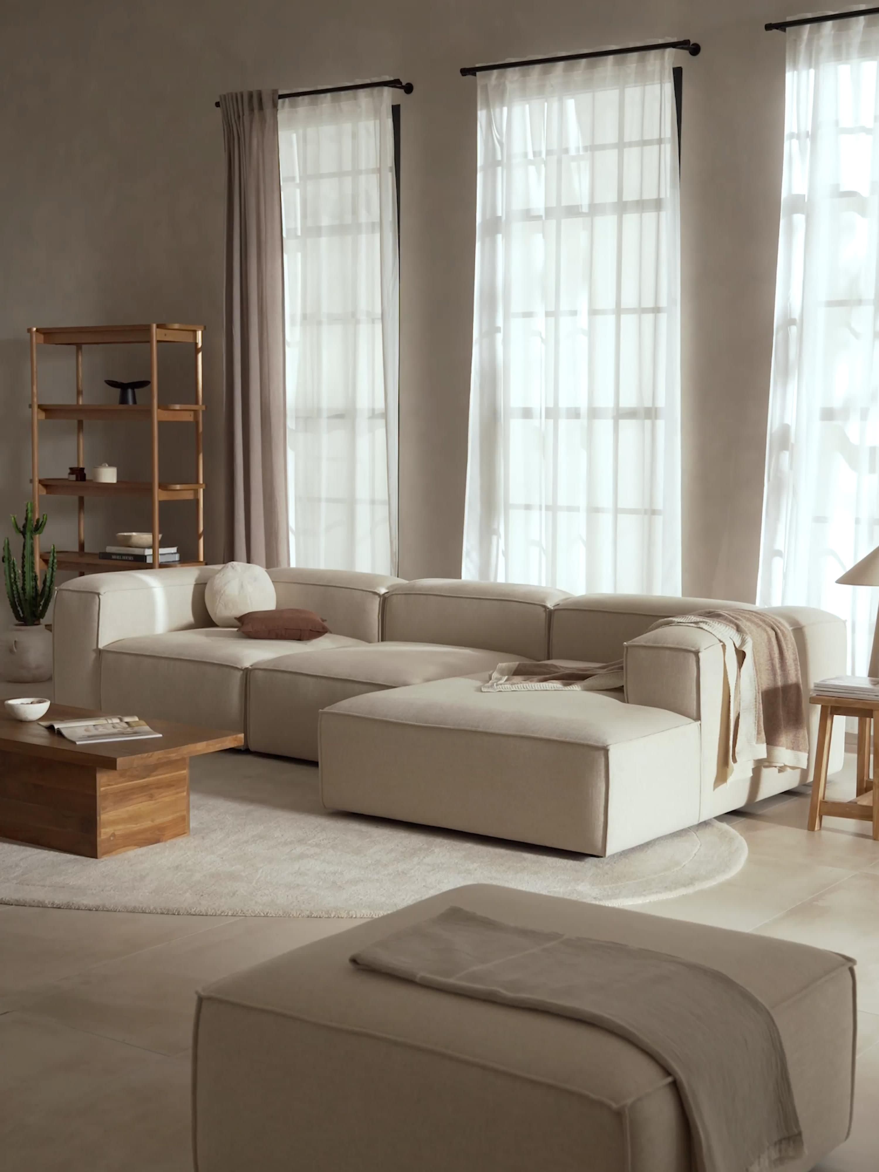 Lennon Linen Blend Modular Corner Sofa (4-seater)