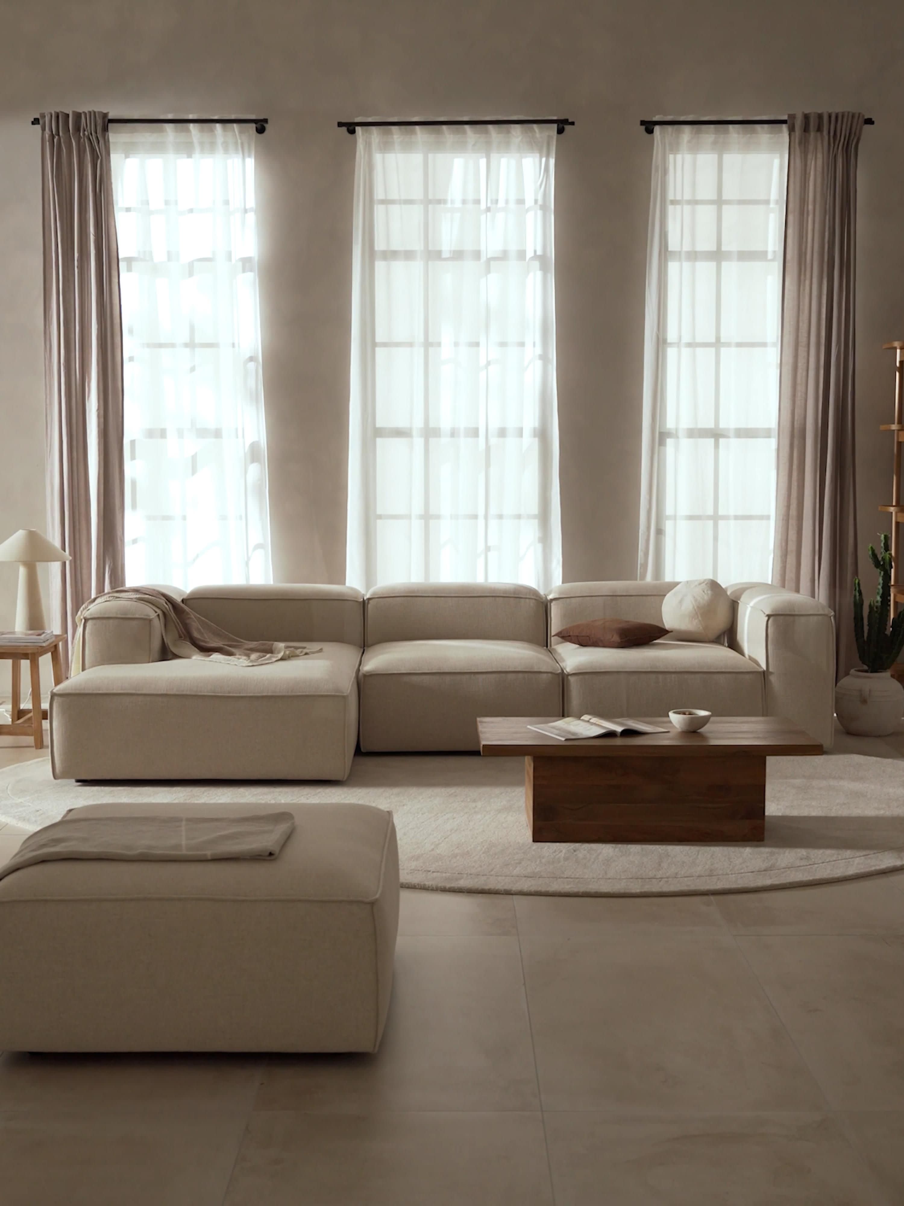 Lennon Linen Blend Modular Corner Sofa (4-seater)