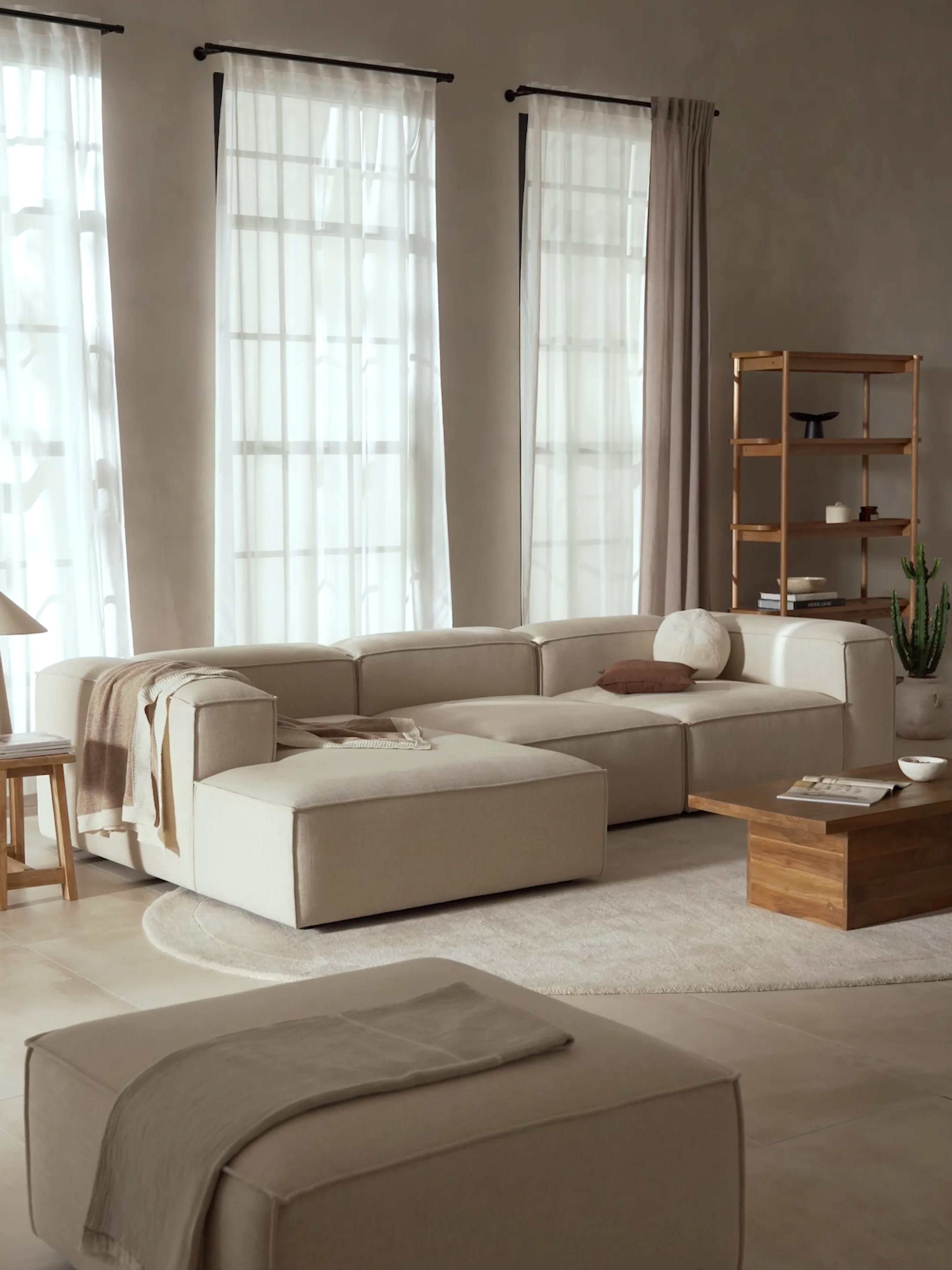 Lennon Linen Blend Modular Corner Sofa (4-seater)
