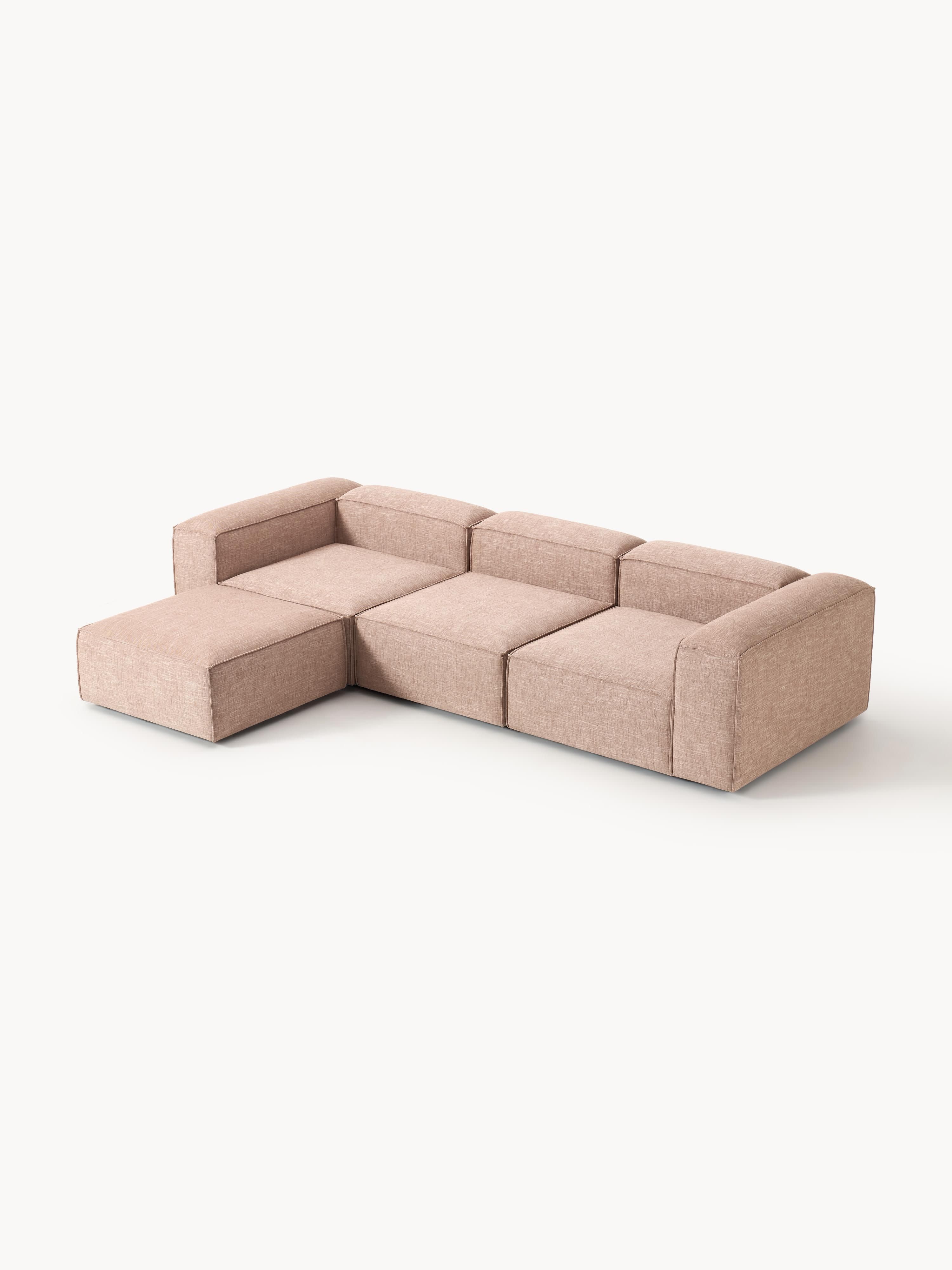 Lennon Linen Blend Modular Sofa (4-seater) with ottoman (left/right)