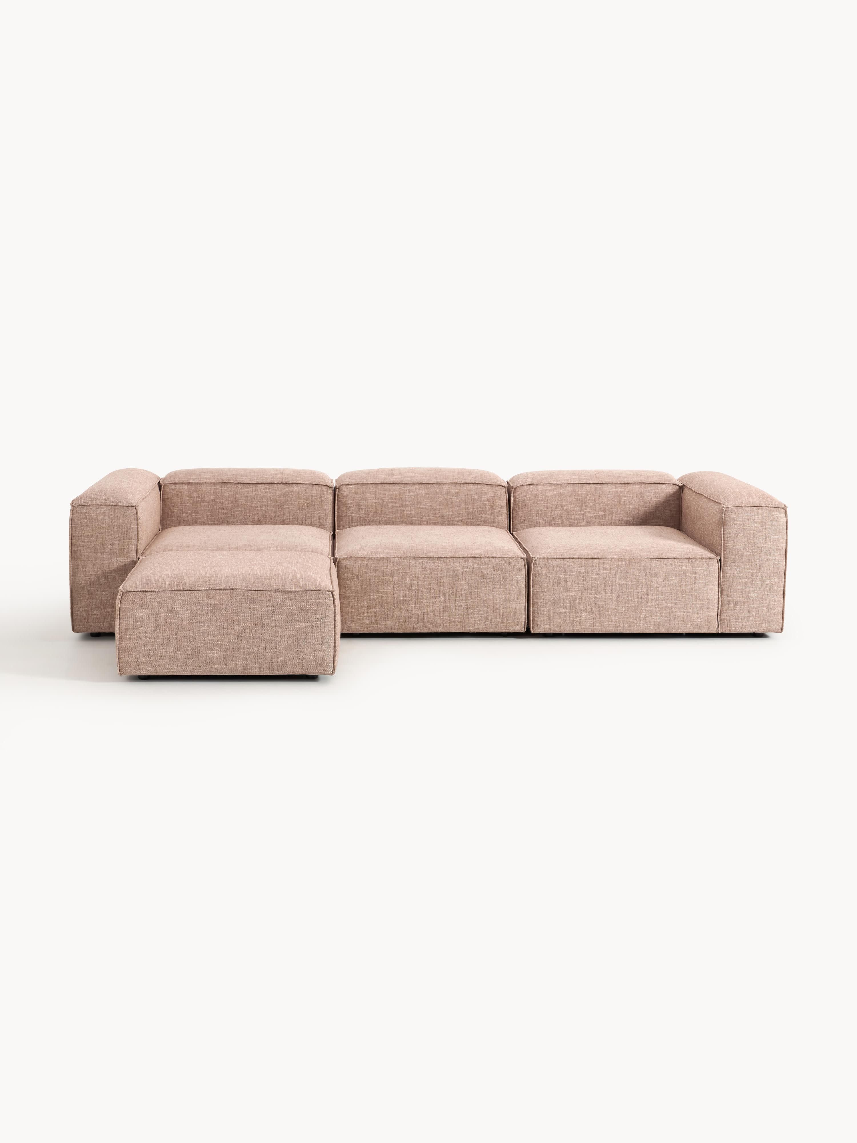 Lennon Linen Blend Modular Sofa (4-seater) with ottoman (left/right)