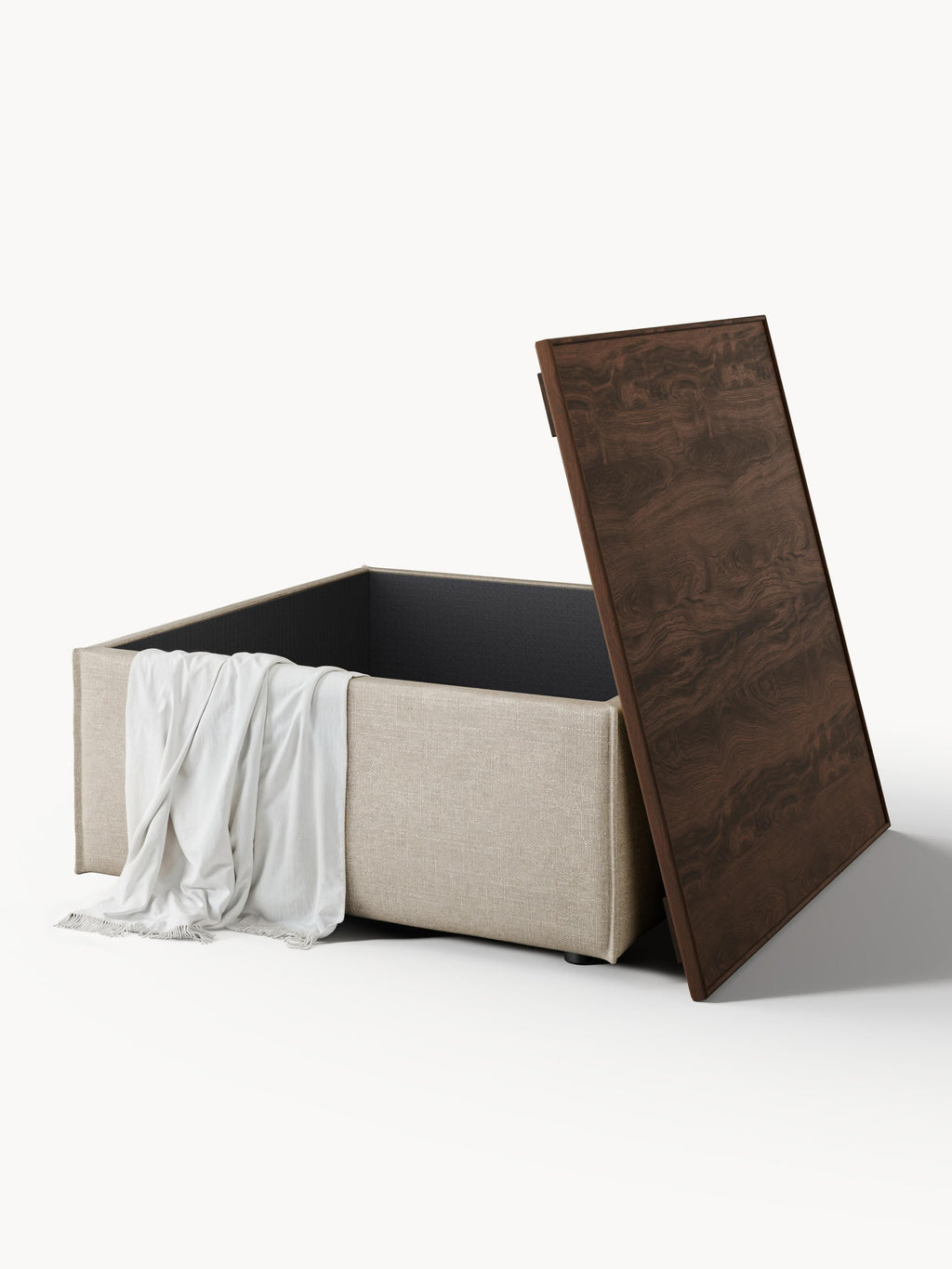 Lennon Linen Blend Ottoman with Storage