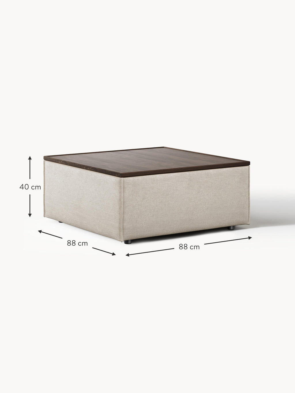 Lennon Linen Blend Ottoman with Storage