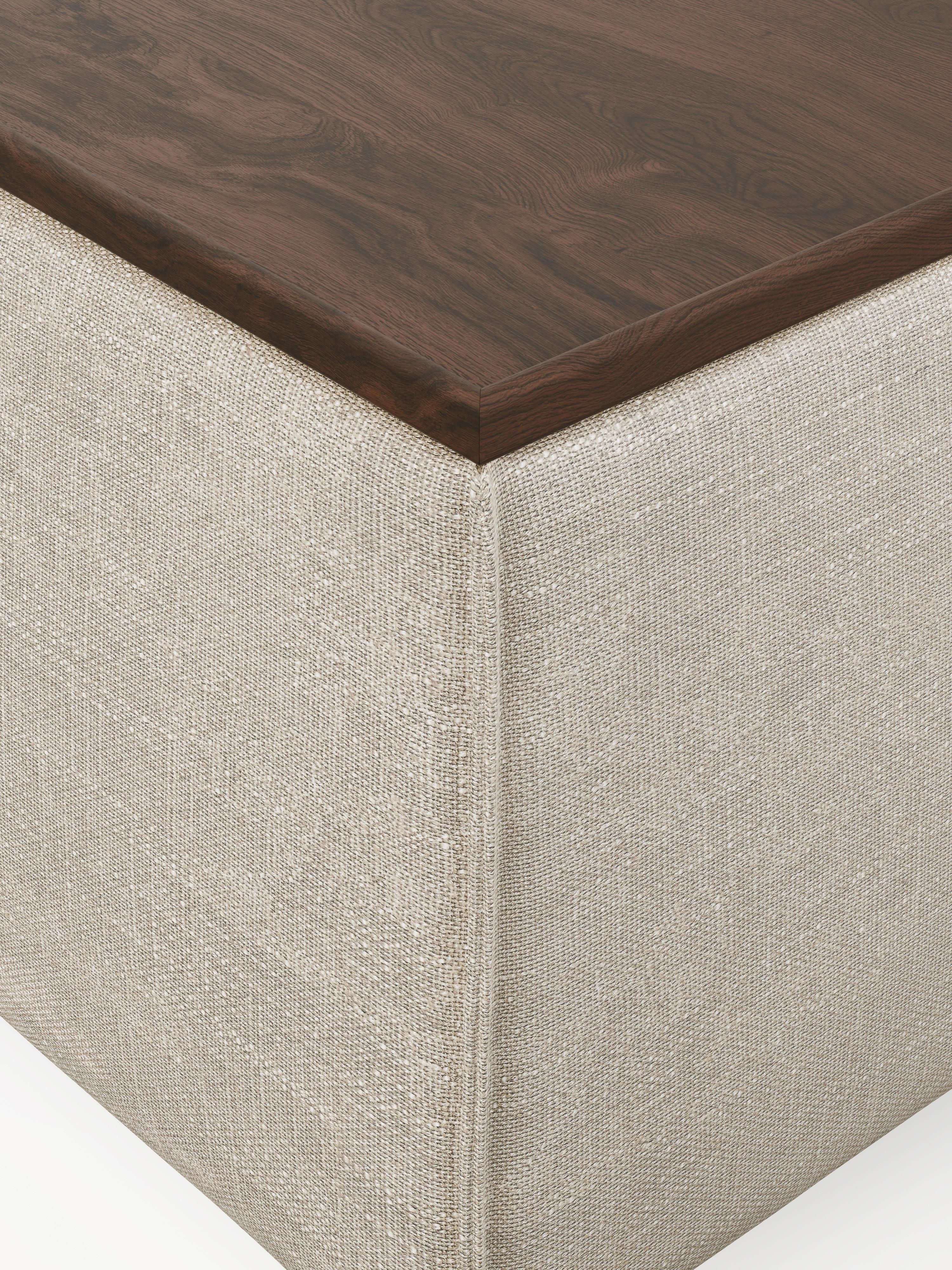Lennon Linen Blend Ottoman with Storage