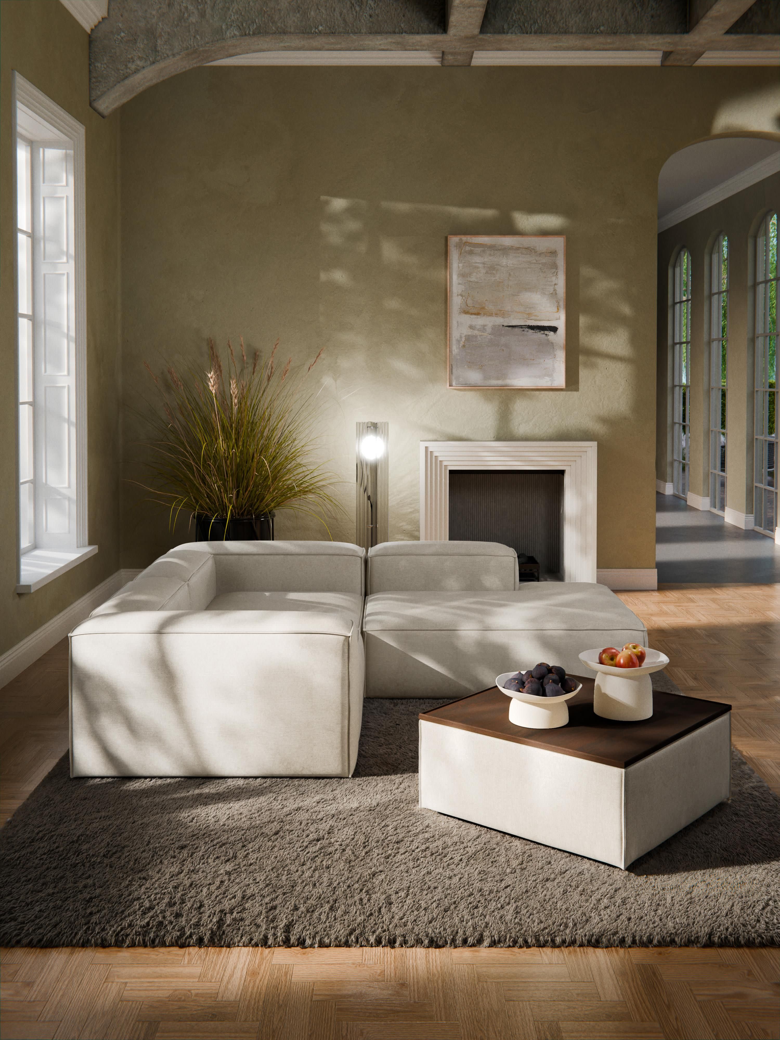 Lennon Linen Blend Ottoman with Storage