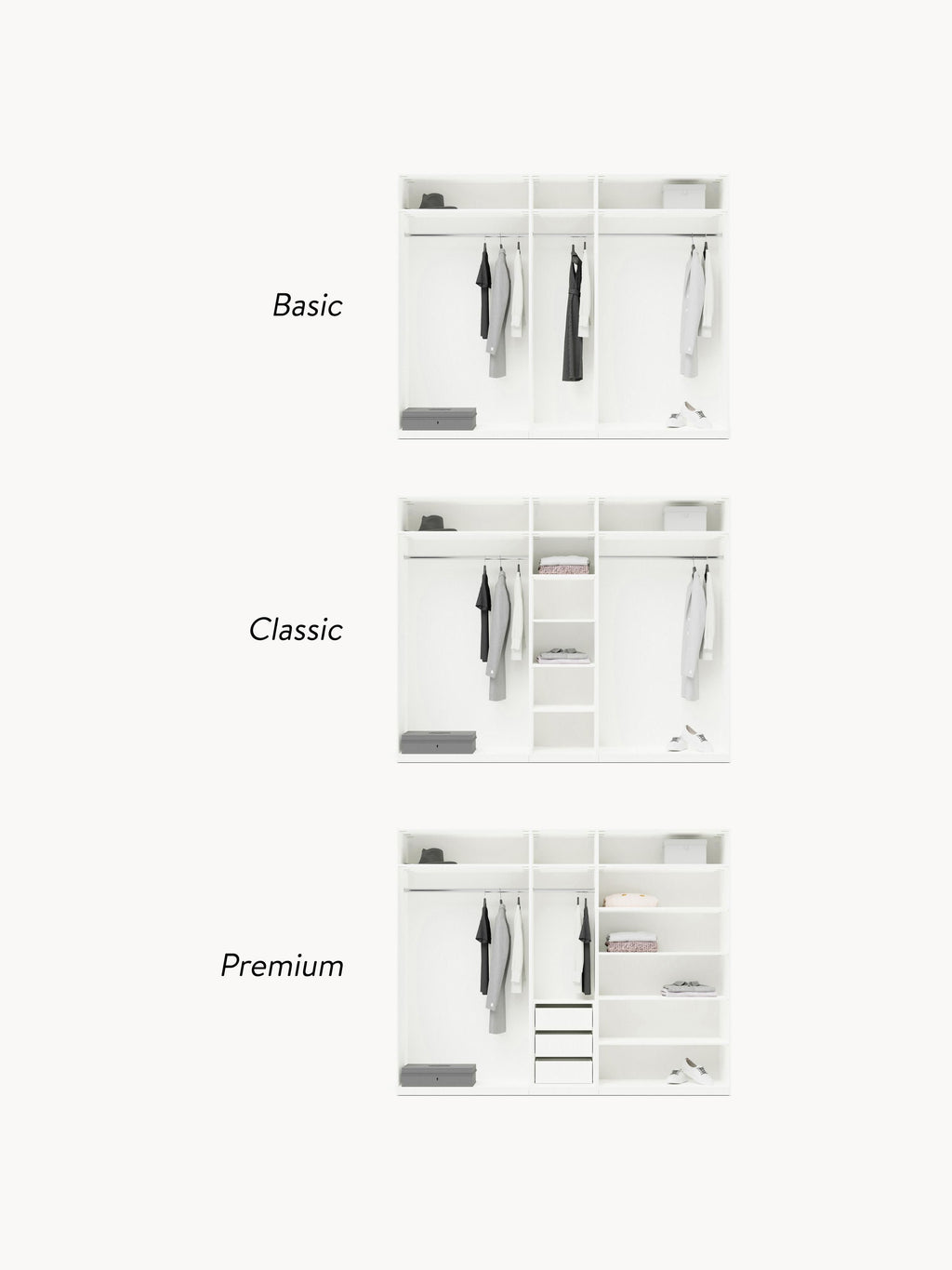 Charlotte Modular Hinged Door Wardrobe, 300 cm Wide, in various sizes