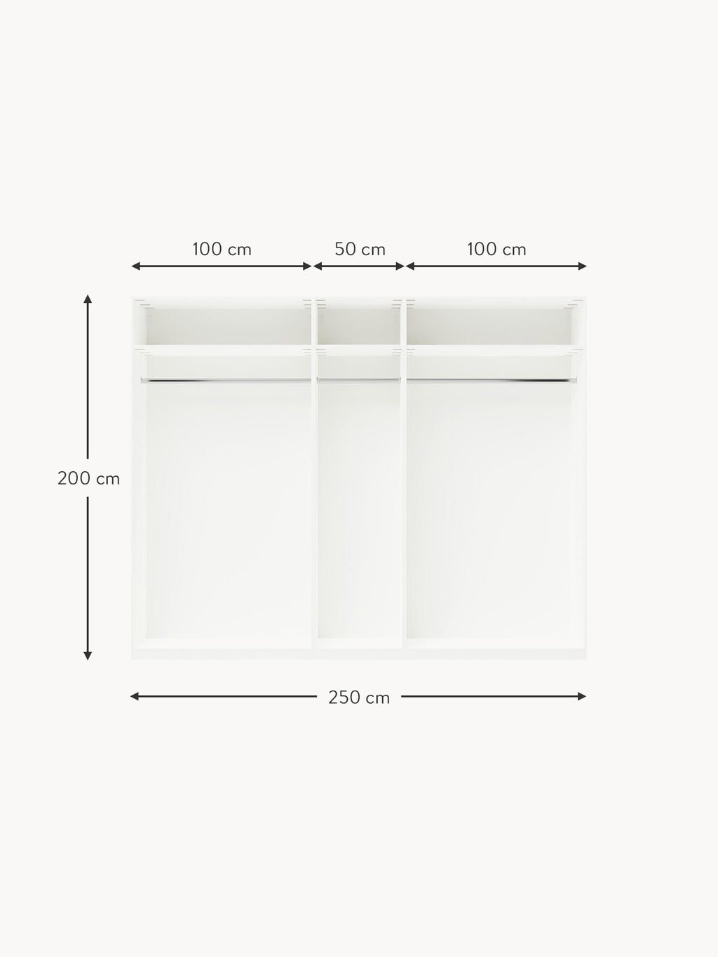 Charlotte Modular Hinged Door Wardrobe, 300 cm Wide, in various sizes