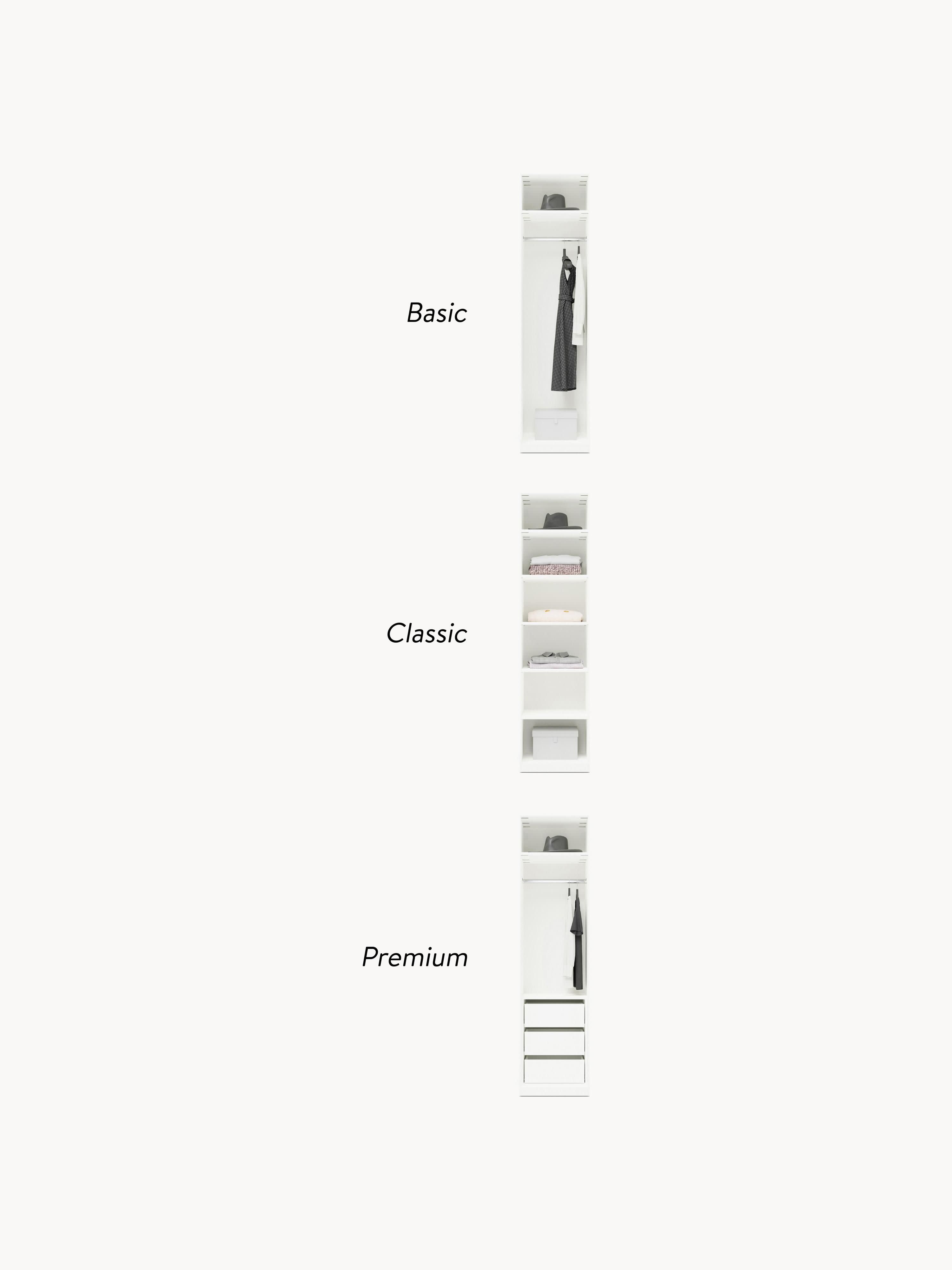 Leon Modular Hinged Door Wardrobe, 50 cm Wide, in various sizes