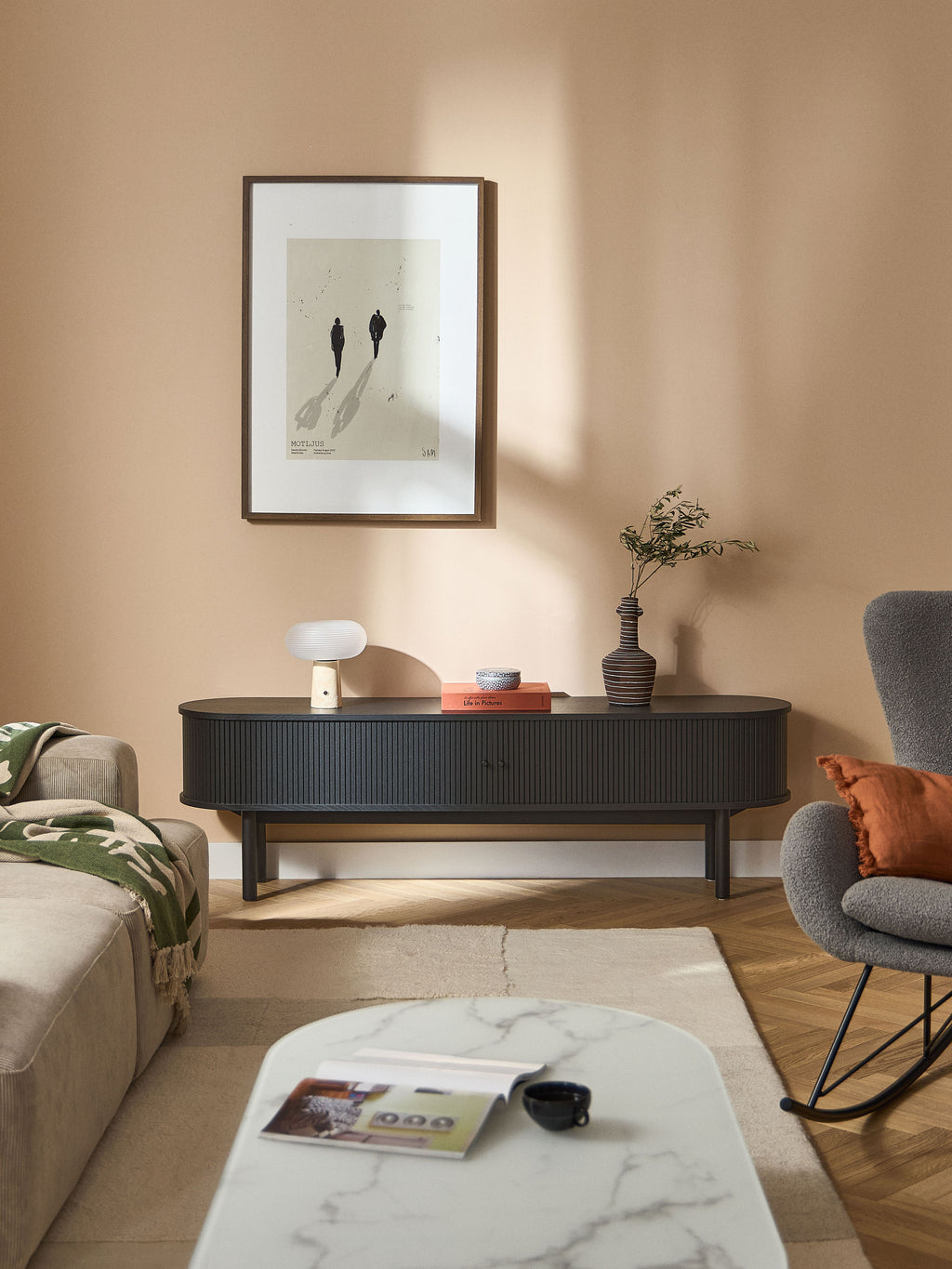 Calary TV Stand with Fluted Front