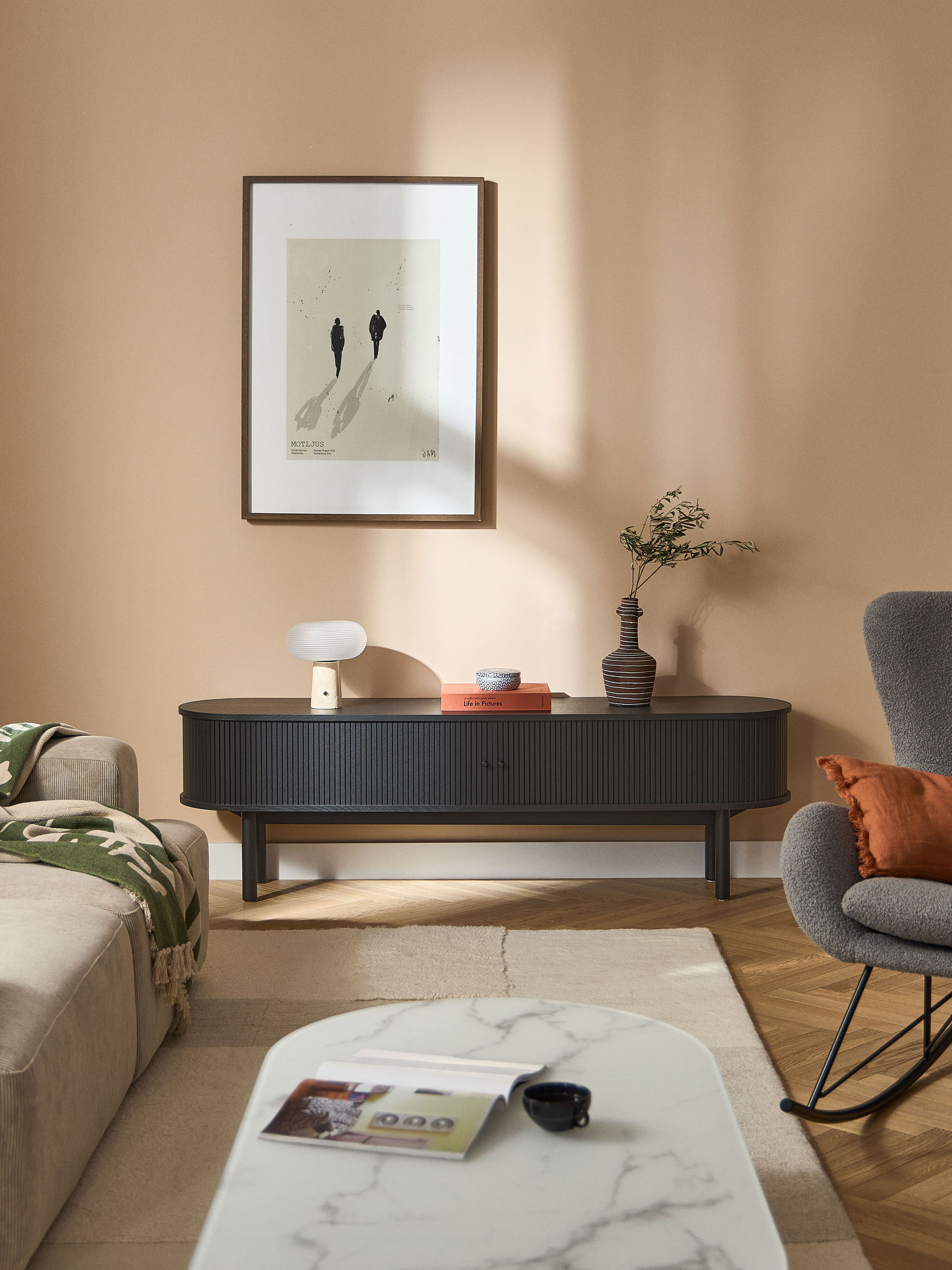 Calary TV Stand with Fluted Front