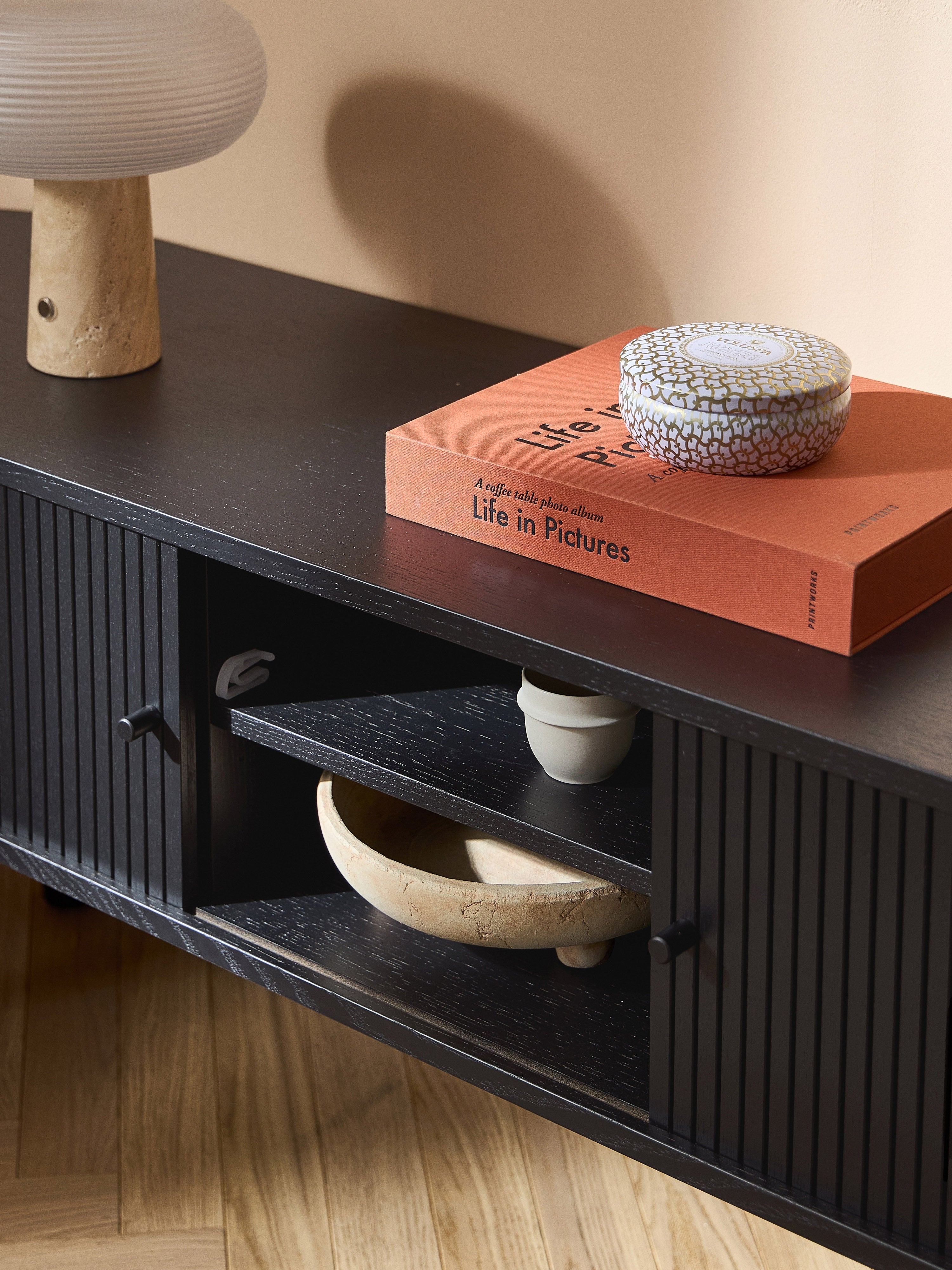 Calary TV Stand with Fluted Front