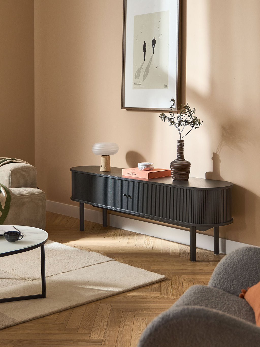 Calary TV Stand with Fluted Front