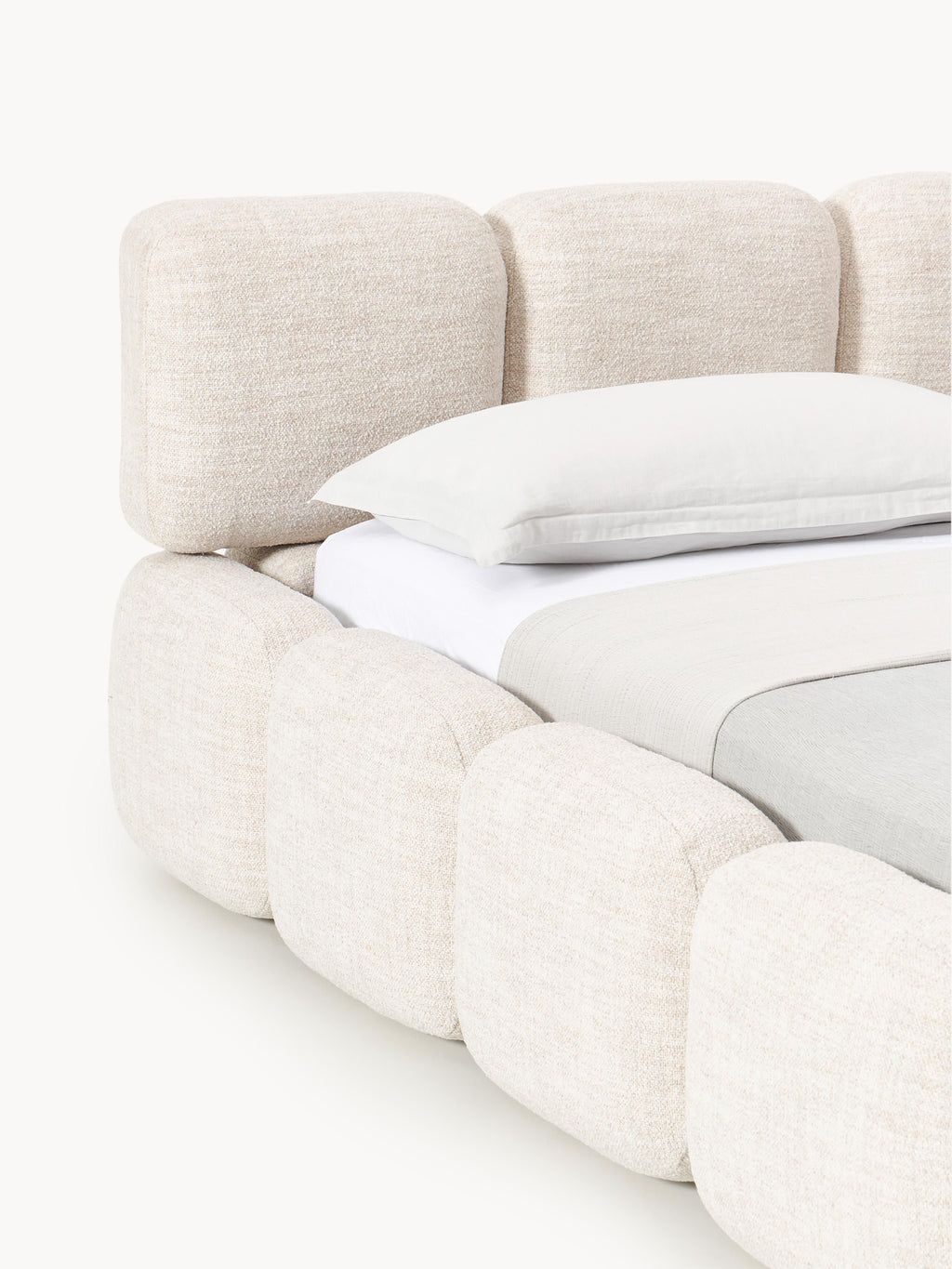 Tayla Upholstered Bouclé Bed with Storage Space