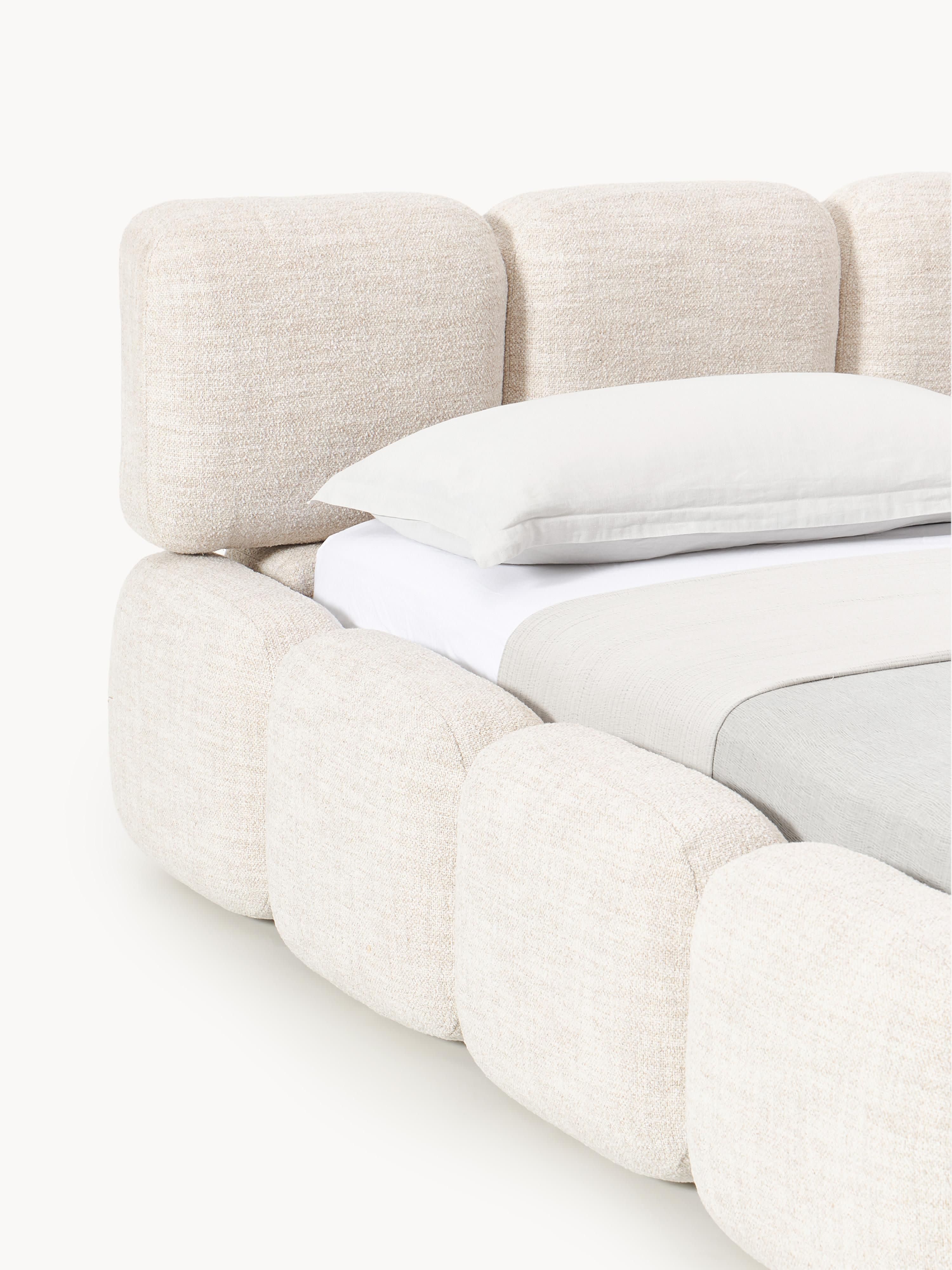 Tayla Upholstered Bouclé Bed with Storage Space