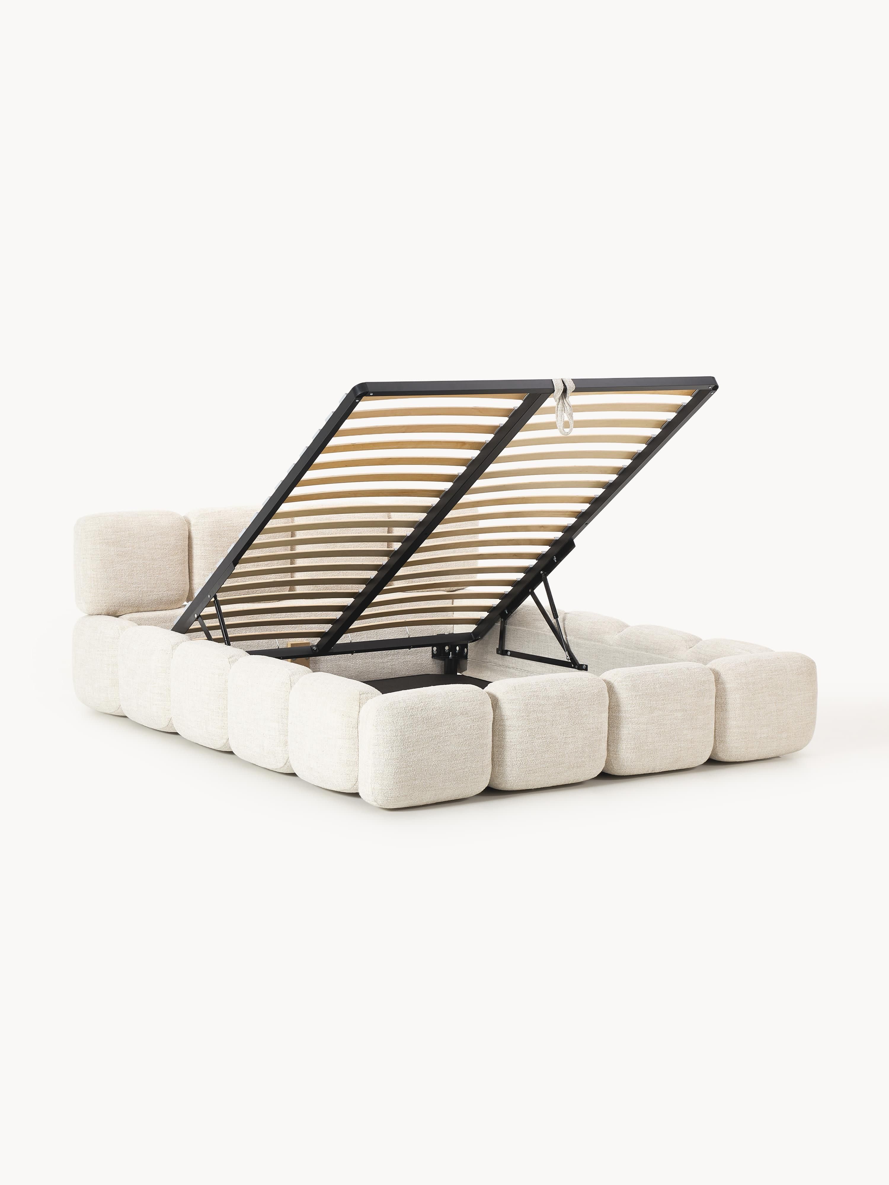 Tayla Upholstered Bouclé Bed with Storage Space