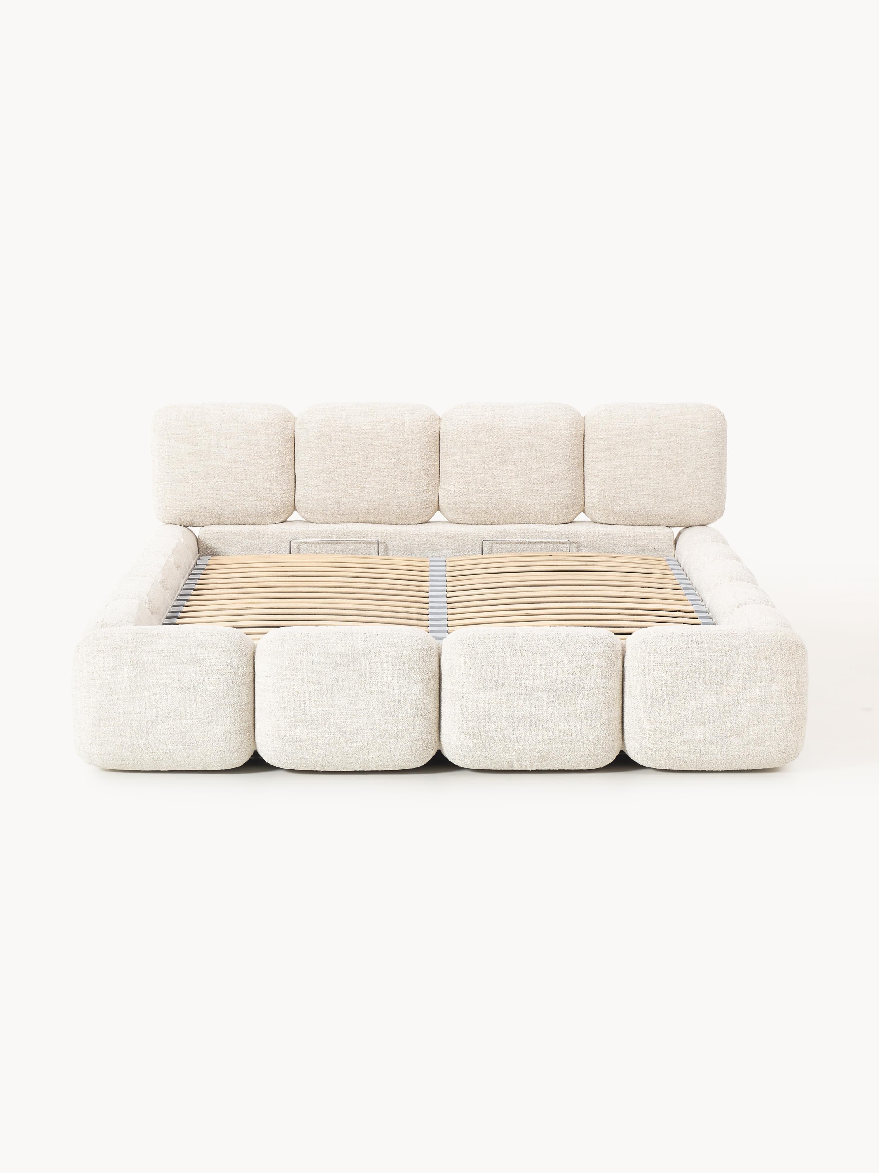 Tayla Upholstered Bouclé Bed with Storage Space
