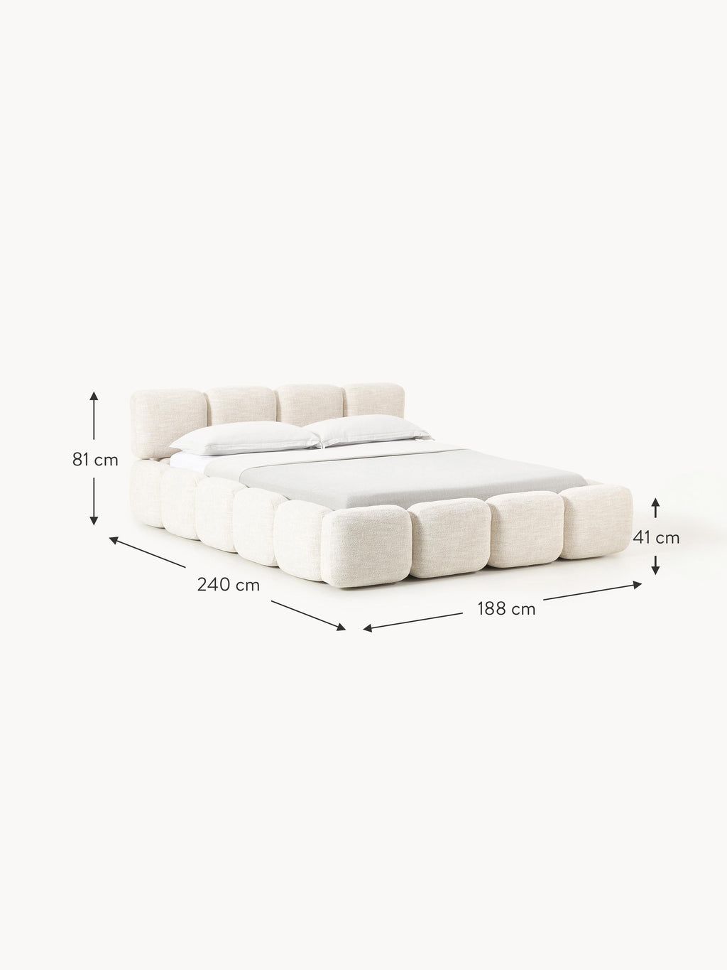 Tayla Upholstered Bouclé Bed with Storage Space