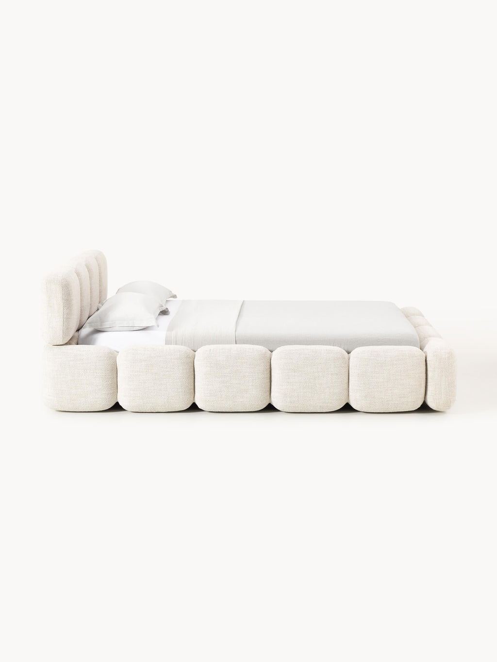 Tayla Upholstered Bouclé Bed with Storage Space